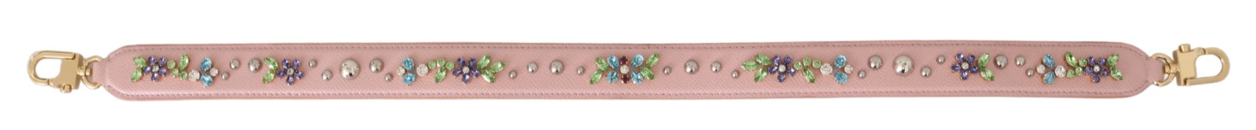 Dolce & Gabbana Stunning Crystal Studded Leather Pink Strap Glam Steals