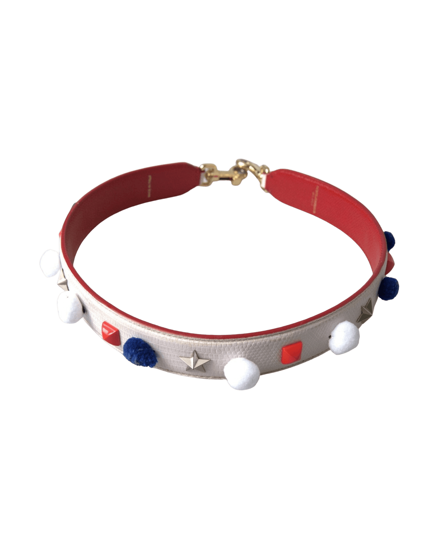 Dolce & Gabbana Stunning Studded Leather White Multicolor Strap Glam Steals