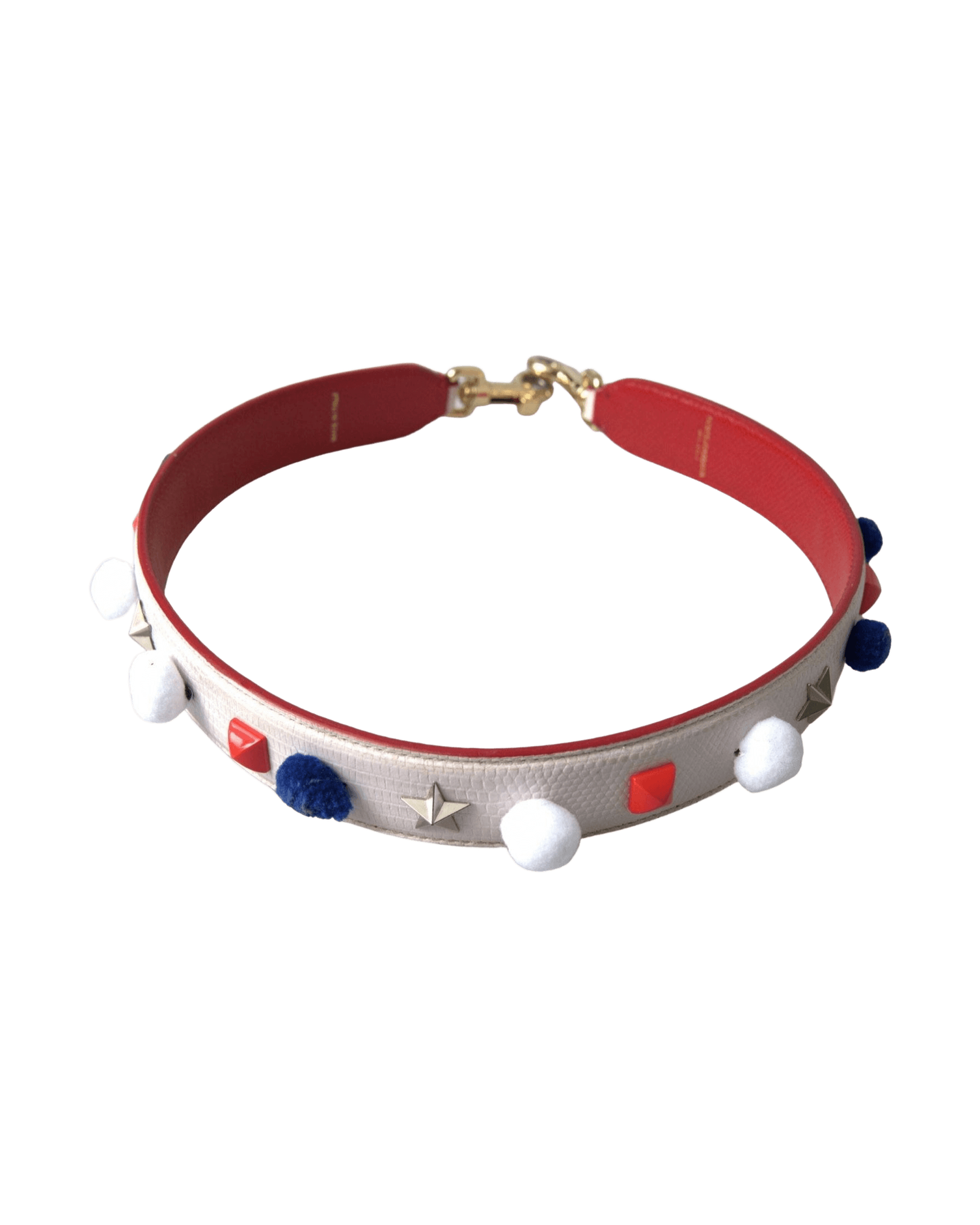 Dolce & Gabbana Stunning Studded Leather White Multicolor Strap Glam Steals