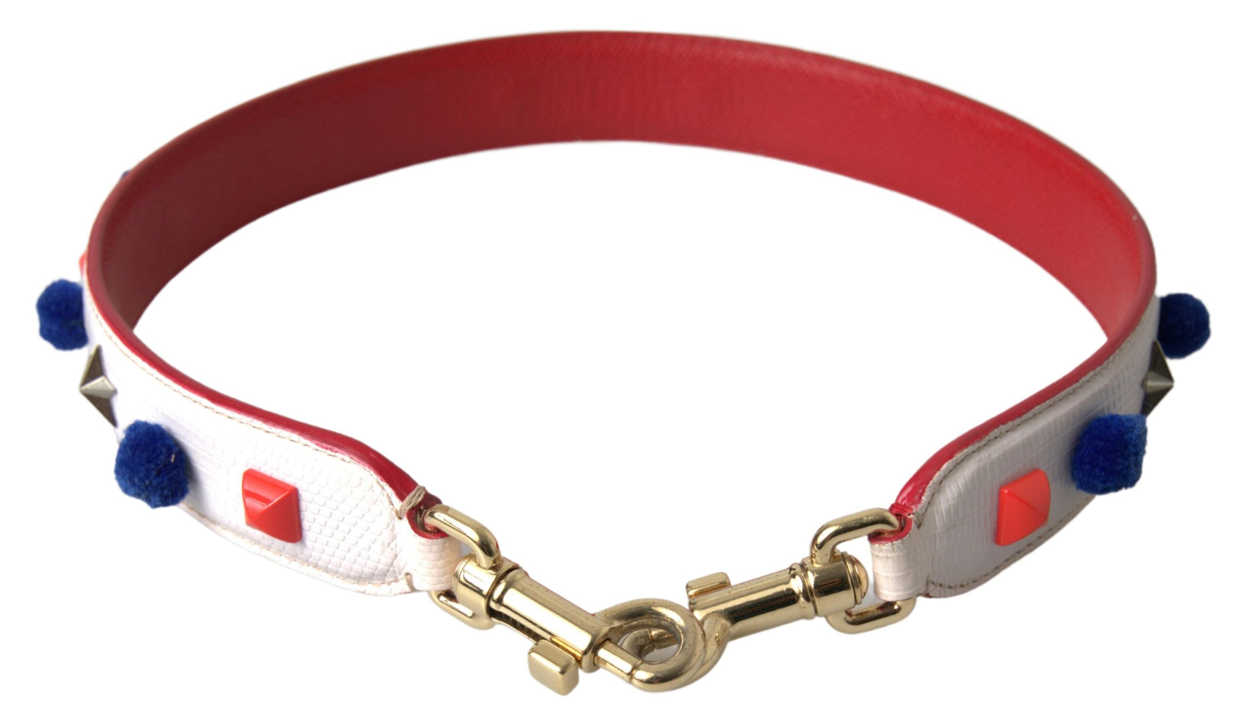 Dolce & Gabbana Stunning Studded Leather White Multicolor Strap Glam Steals
