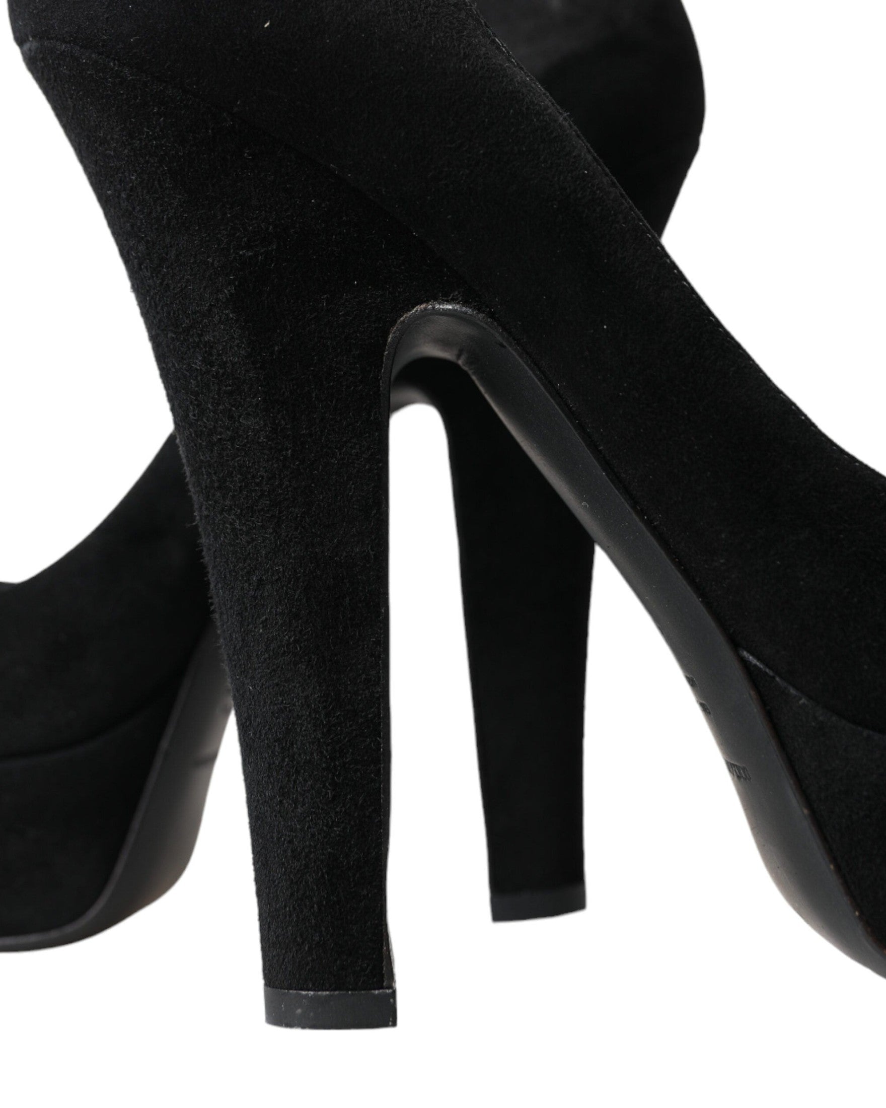 Dolce & Gabbana Suede Heeled Pumps Black Sophistication Glam Steals
