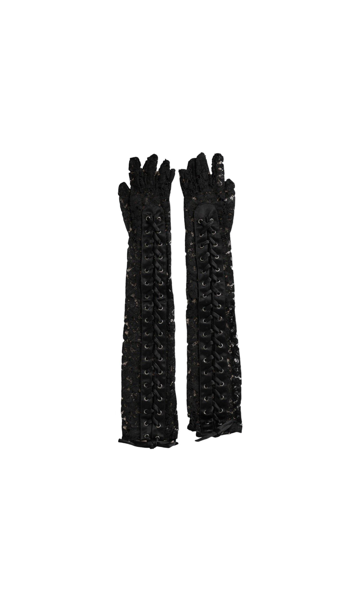 Dolce & Gabbana Taormina Lace Elbow Length Black Gloves Glam Steals