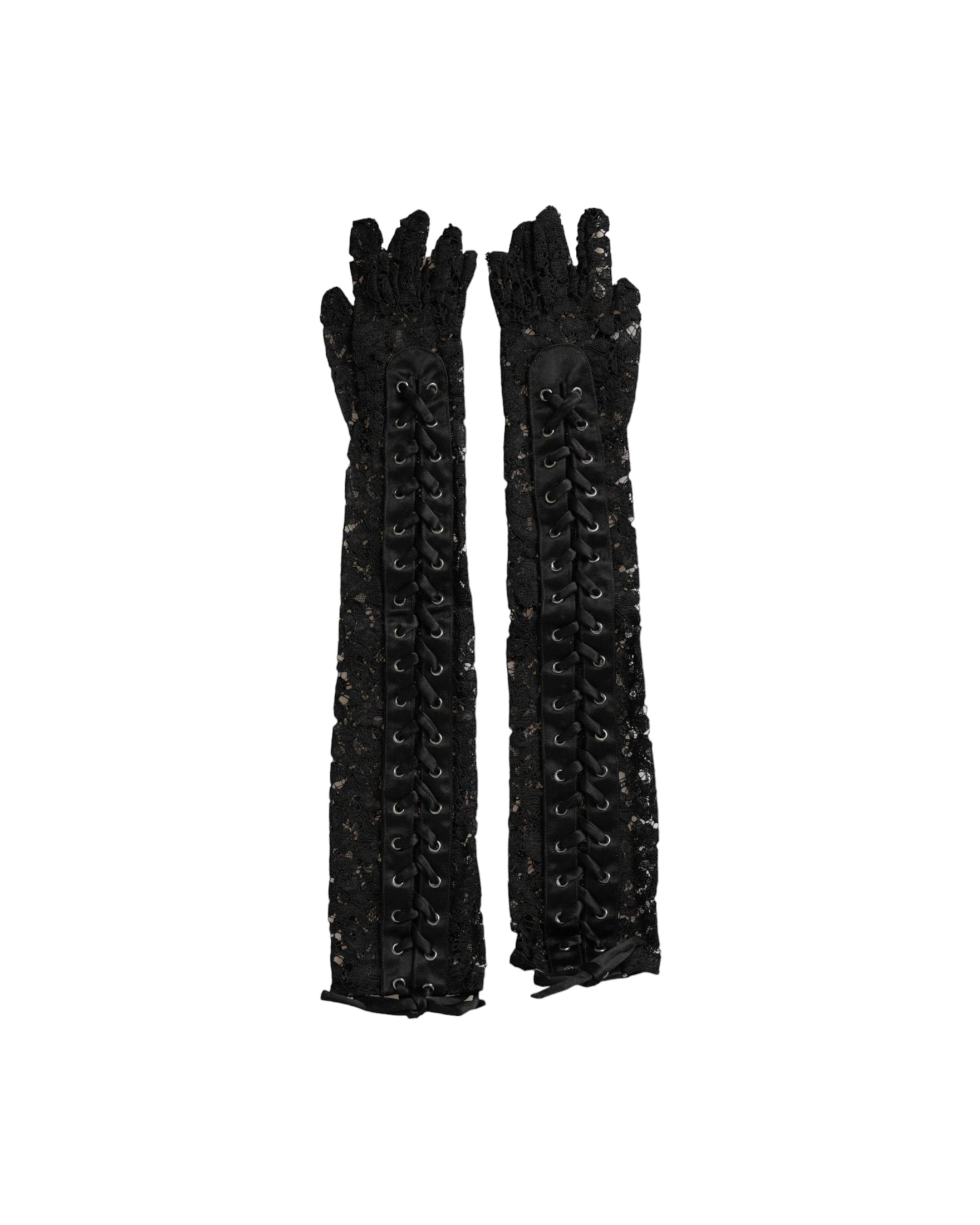 Dolce & Gabbana Taormina Lace Elbow Length Black Gloves Glam Steals