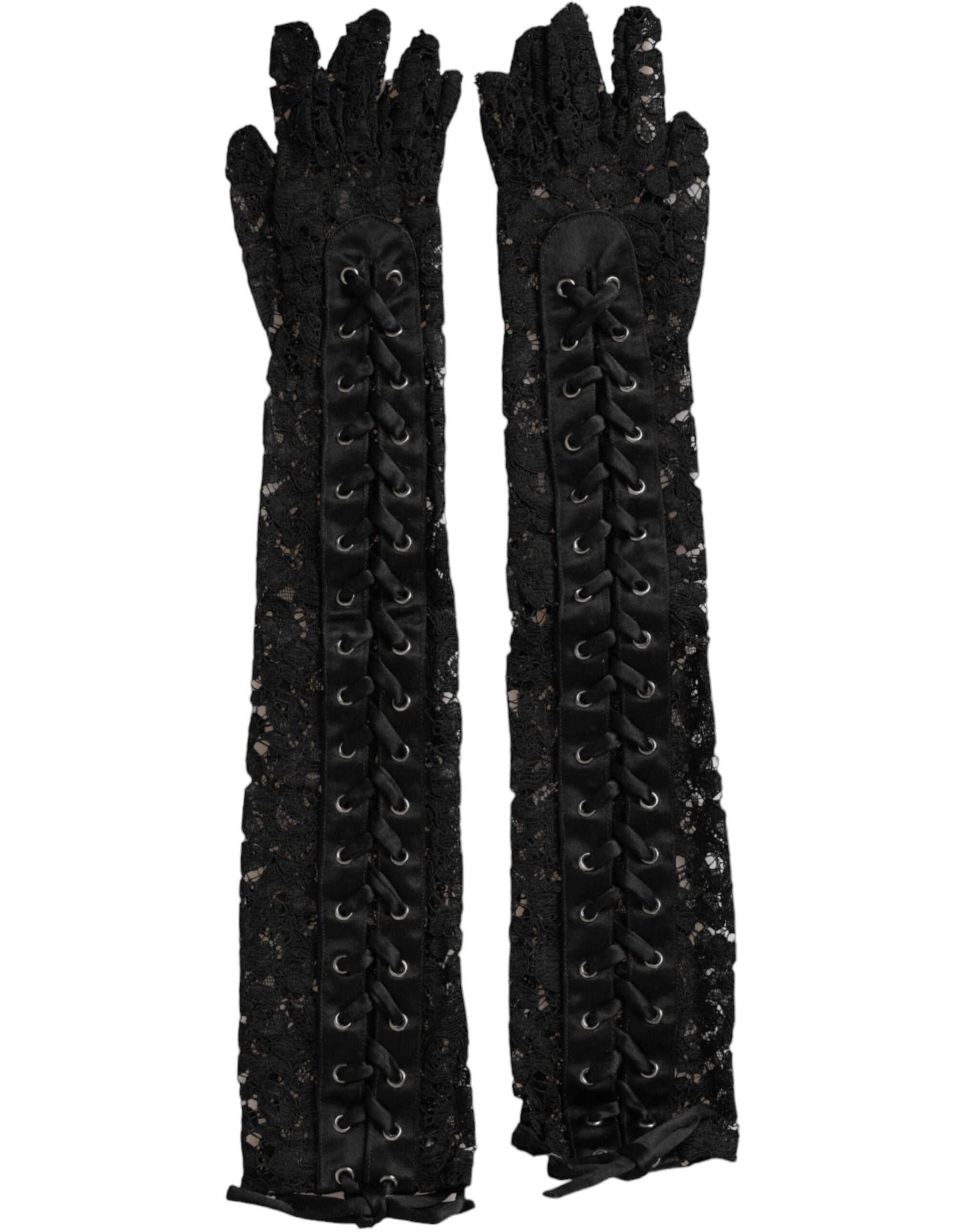 Dolce & Gabbana Taormina Lace Elbow Length Black Gloves Glam Steals