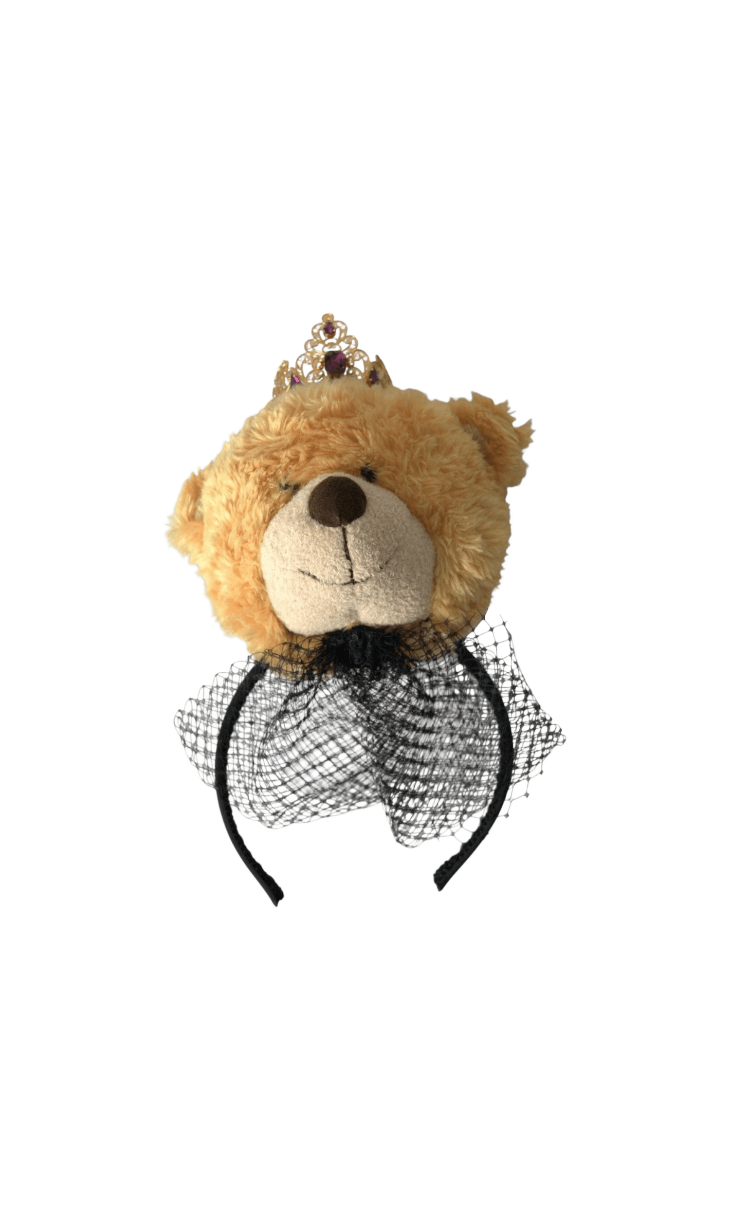 Dolce & Gabbana Teddy Bear Crystal Crown Hair Band Brown Gold Diadem Glam Steals
