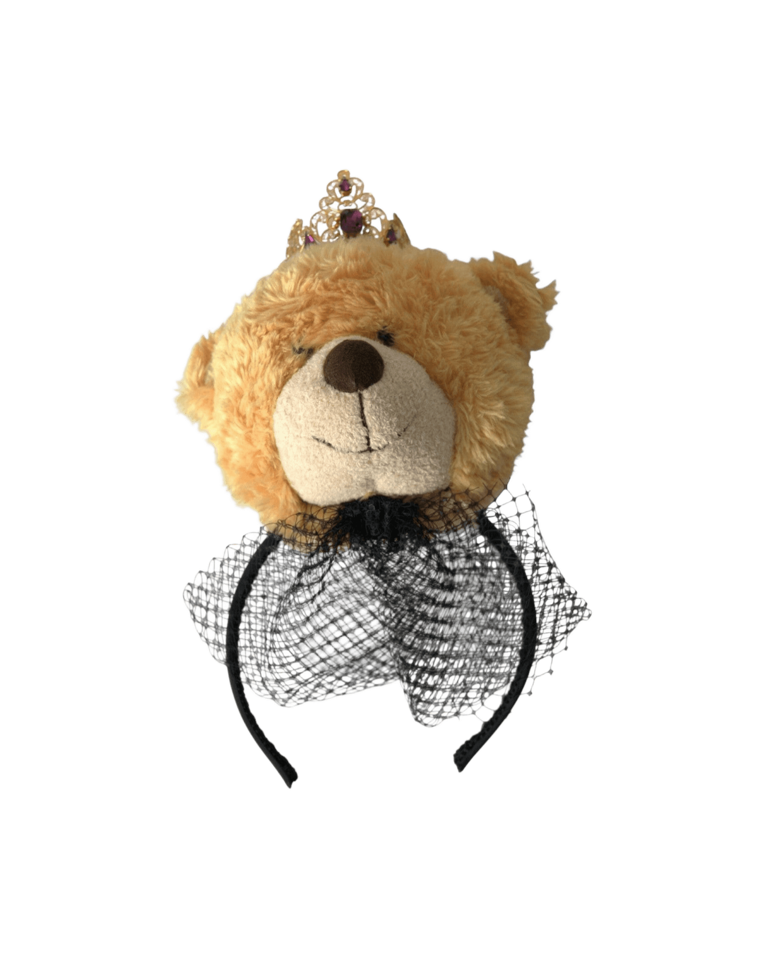 Dolce & Gabbana Teddy Bear Crystal Crown Hair Band Brown Gold Diadem Glam Steals