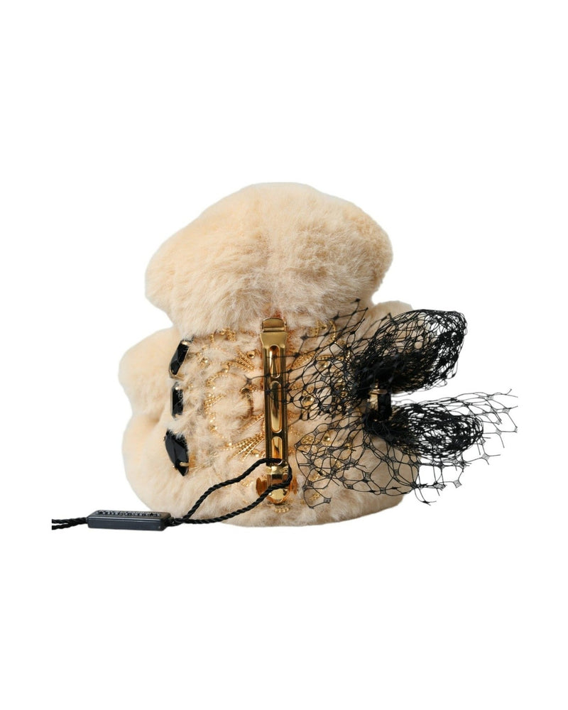 Dolce & Gabbana Teddy Bear Mesh Net Band Hair Beige Clip Glam Steals