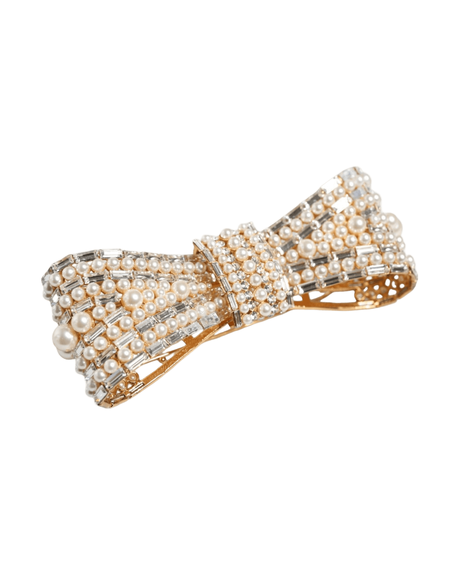 Dolce & Gabbana Tone Brass Bow Crystal Fauxpearl Embellished Gold Brooch Glam Steals