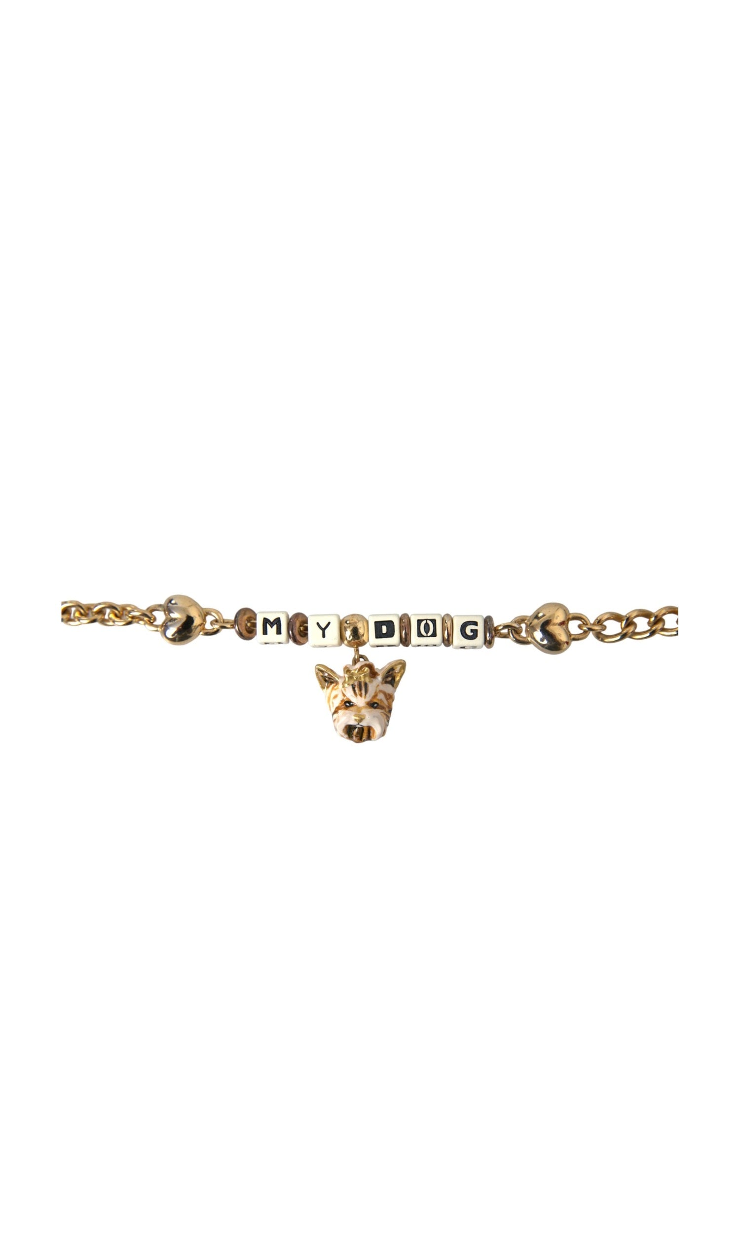 Dolce & Gabbana Tone Brass Chain My Dog Heart Gold Bracelet Glam Steals