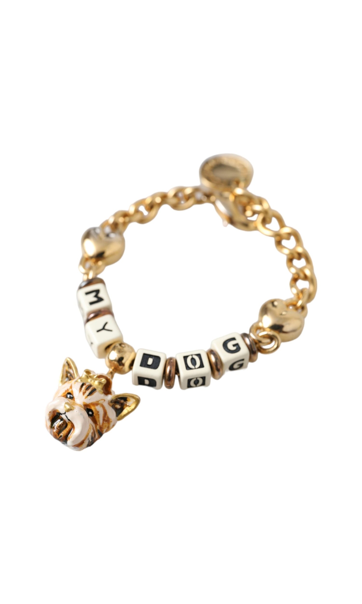 Dolce & Gabbana Tone Brass Chain My Dog Heart Gold Bracelet Glam Steals