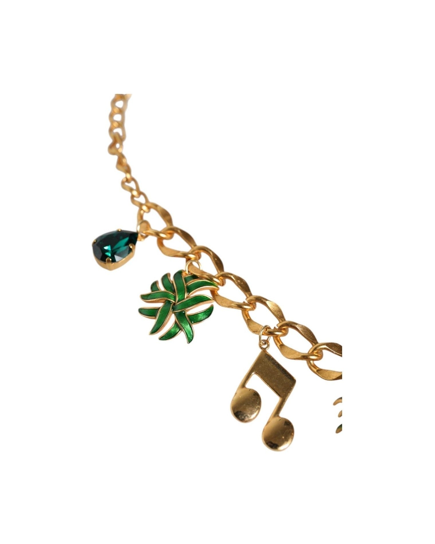 Dolce & Gabbana Tone Brass Chain Pineapple Crystal Musical Gold Necklace Glam Steals