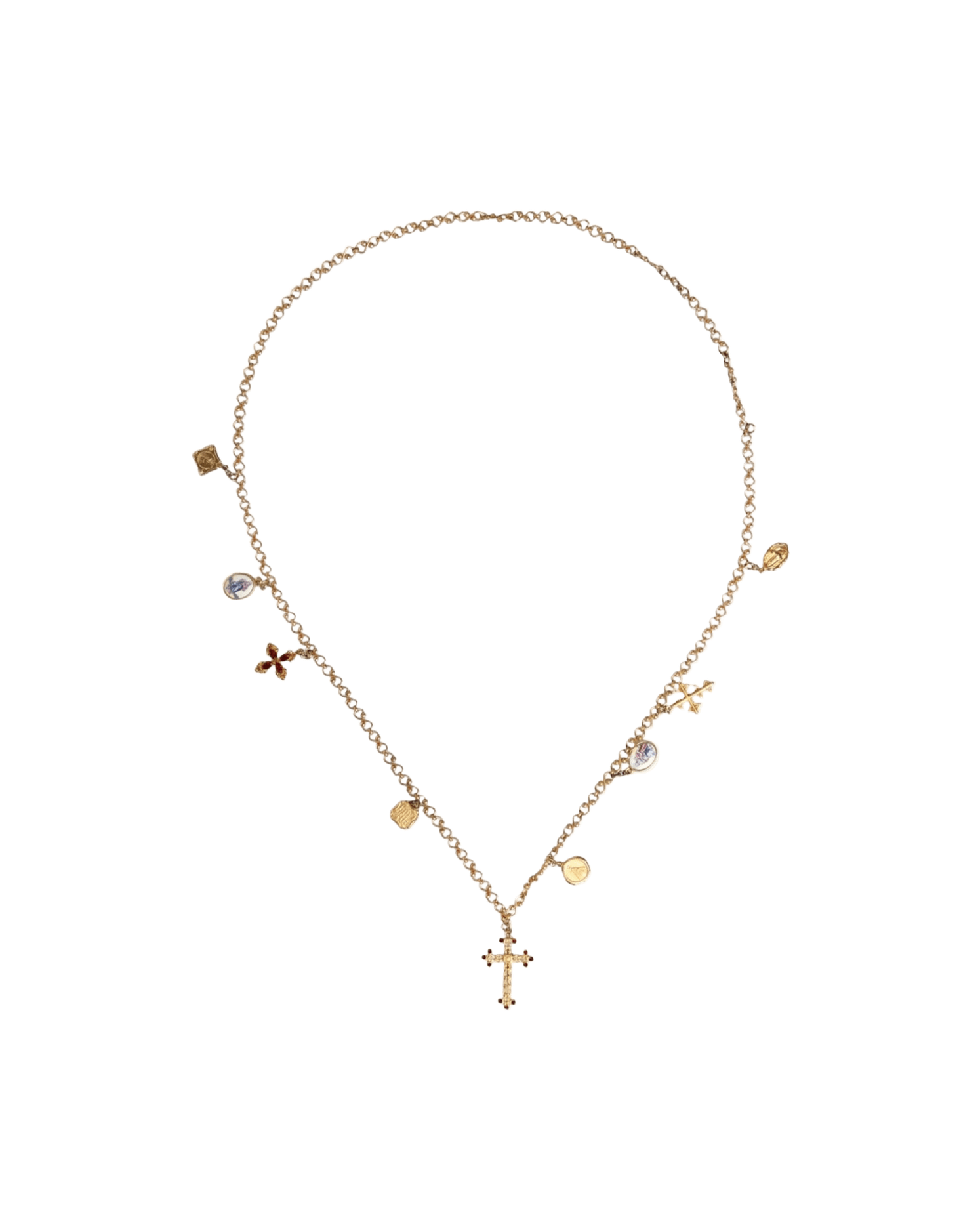 Dolce & Gabbana Tone Brass Chain Religious Cross Pendant Gold Necklace Glam Steals