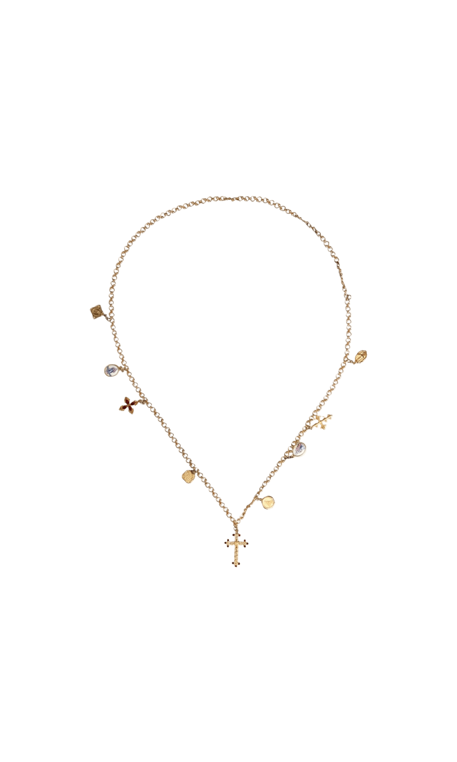 Dolce & Gabbana Tone Brass Chain Religious Cross Pendant Gold Necklace Glam Steals