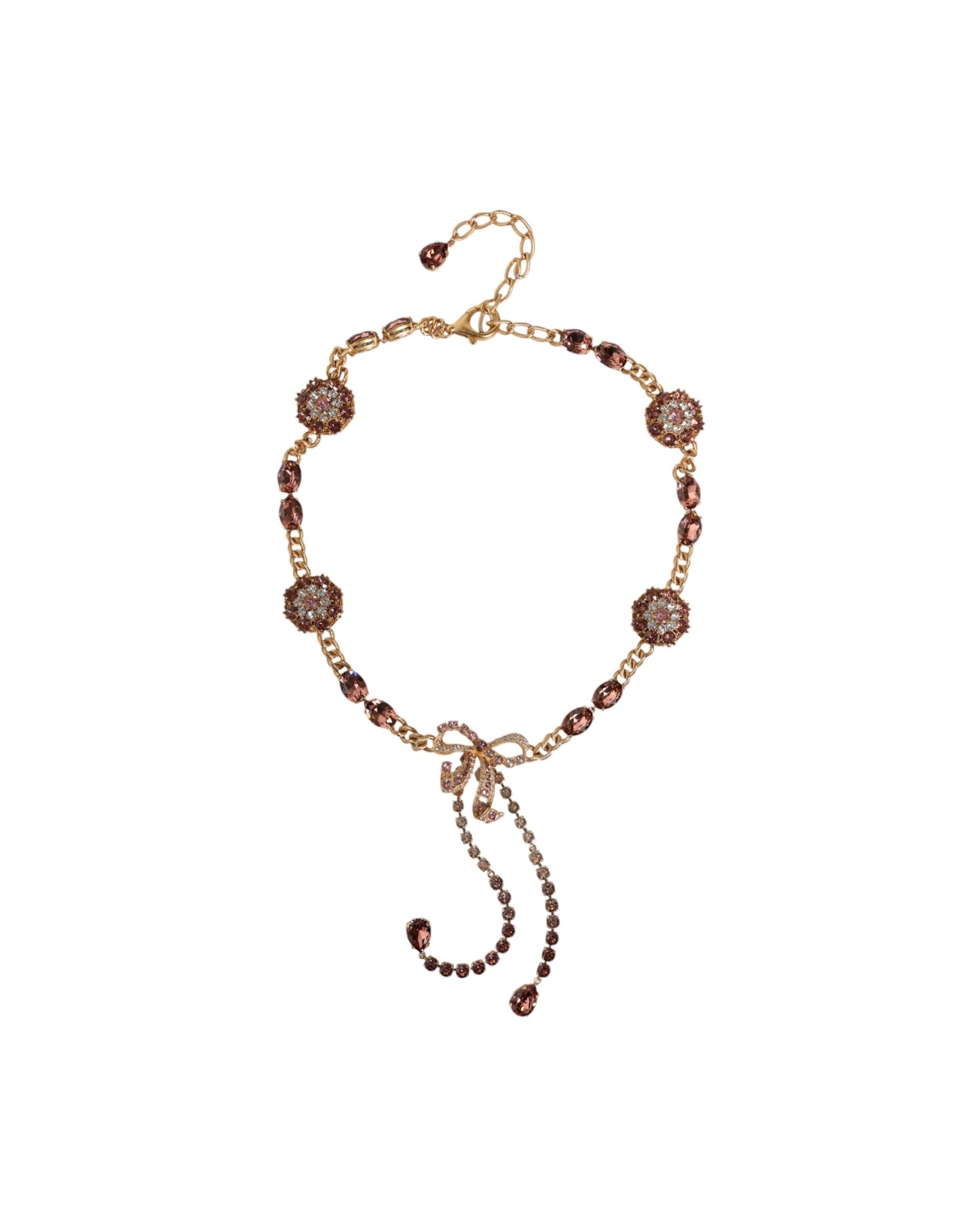 Dolce & Gabbana Tone Brass Crystal Embellished Waist Chain Gold Belt Glam Steals