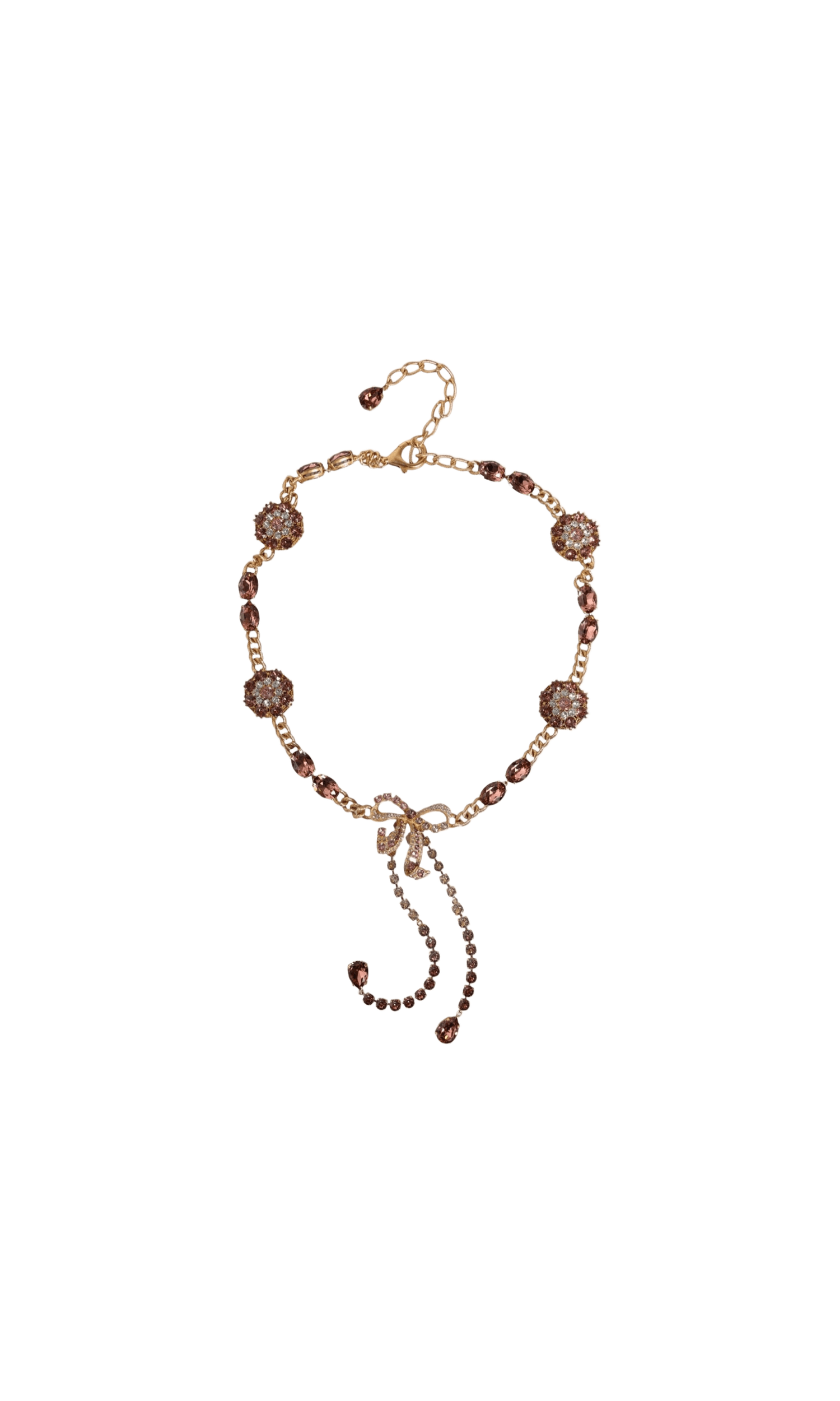 Dolce & Gabbana Tone Brass Crystal Embellished Waist Chain Gold Belt Glam Steals
