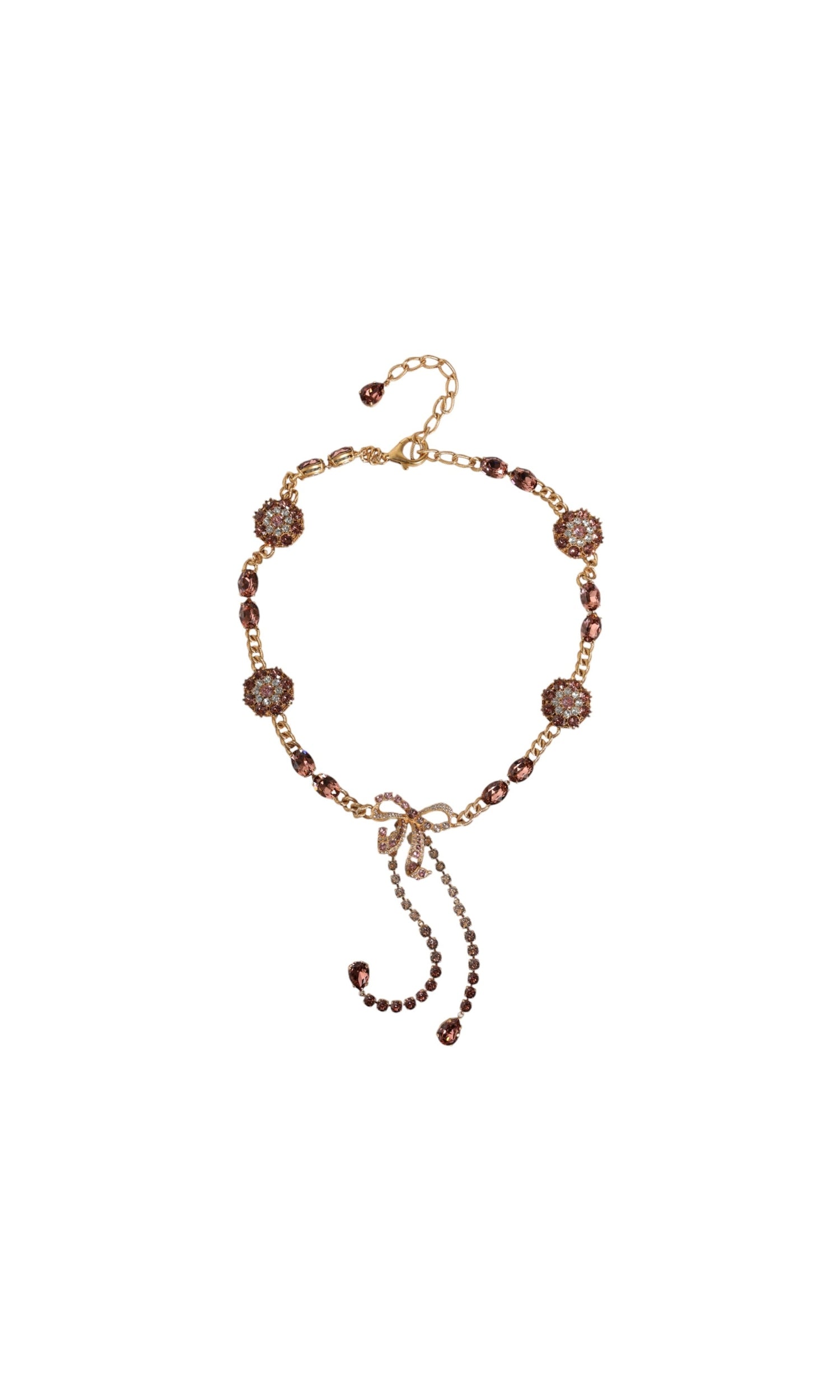 Dolce & Gabbana Tone Brass Crystal Embellished Waist Chain Gold Belt Glam Steals