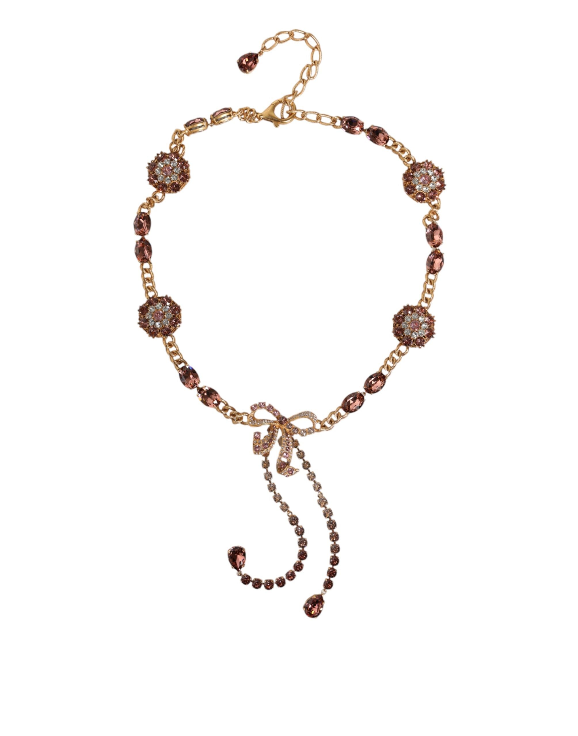 Dolce & Gabbana Tone Brass Crystal Embellished Waist Chain Gold Belt Glam Steals