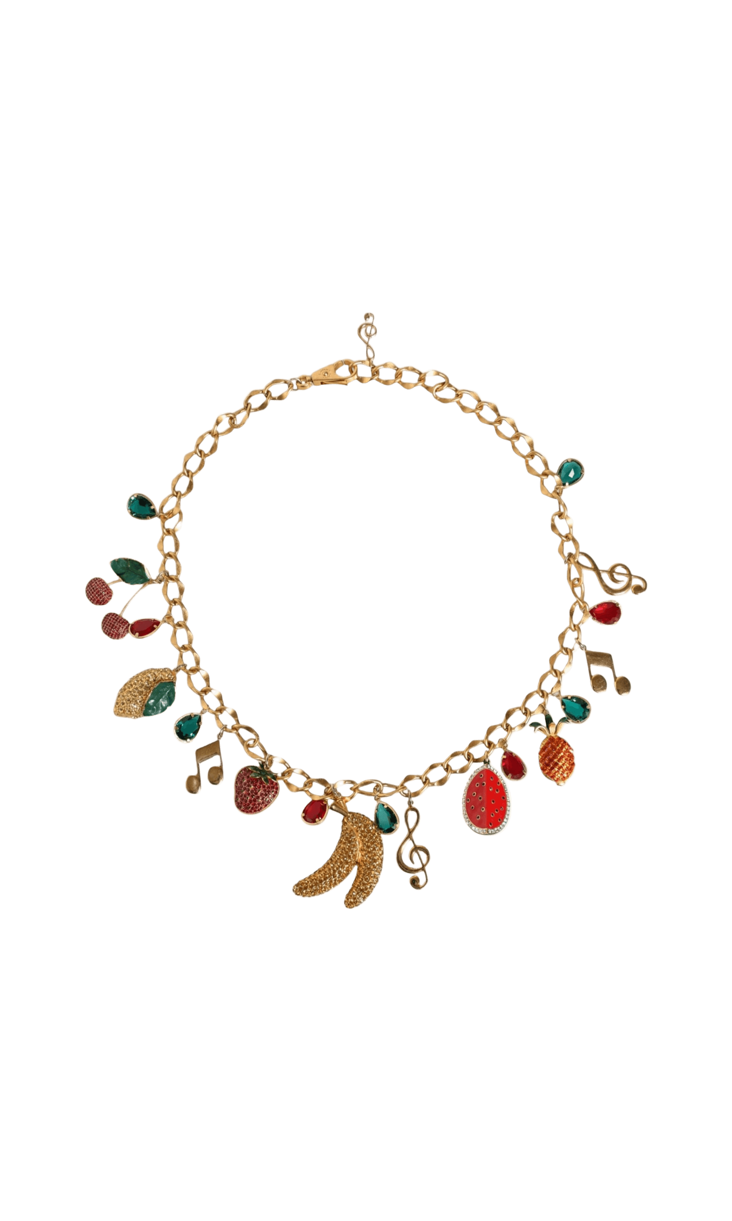 Dolce & Gabbana Tone Brass Fruity Crystal Embellished Waist Chain Gold Belt Glam Steals