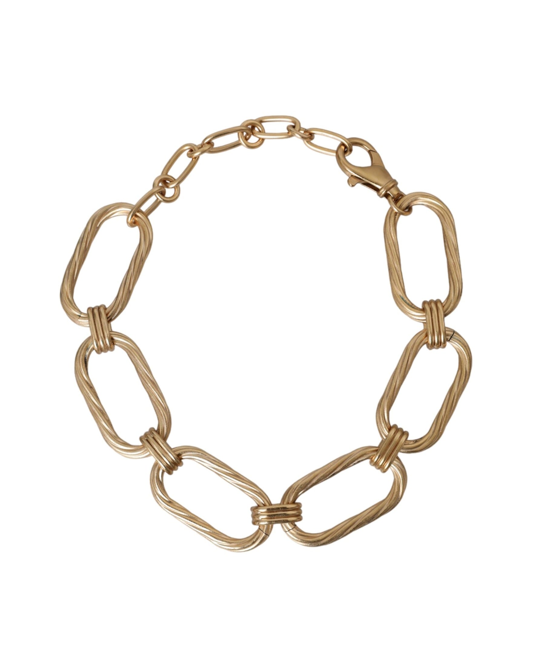 Dolce & Gabbana Tone Brass Large Link Chain Jewelry Gold Necklace Glam Steals