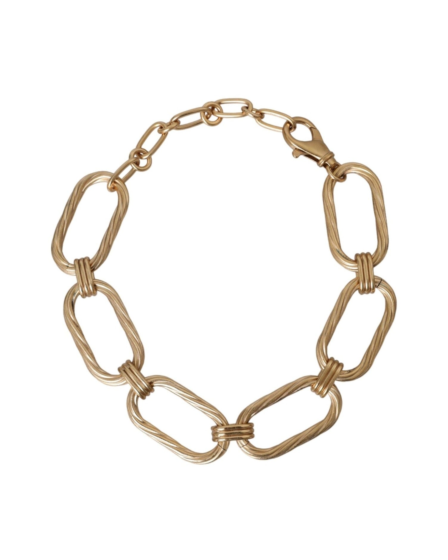 Dolce & Gabbana Tone Brass Large Link Chain Jewelry Gold Necklace Glam Steals