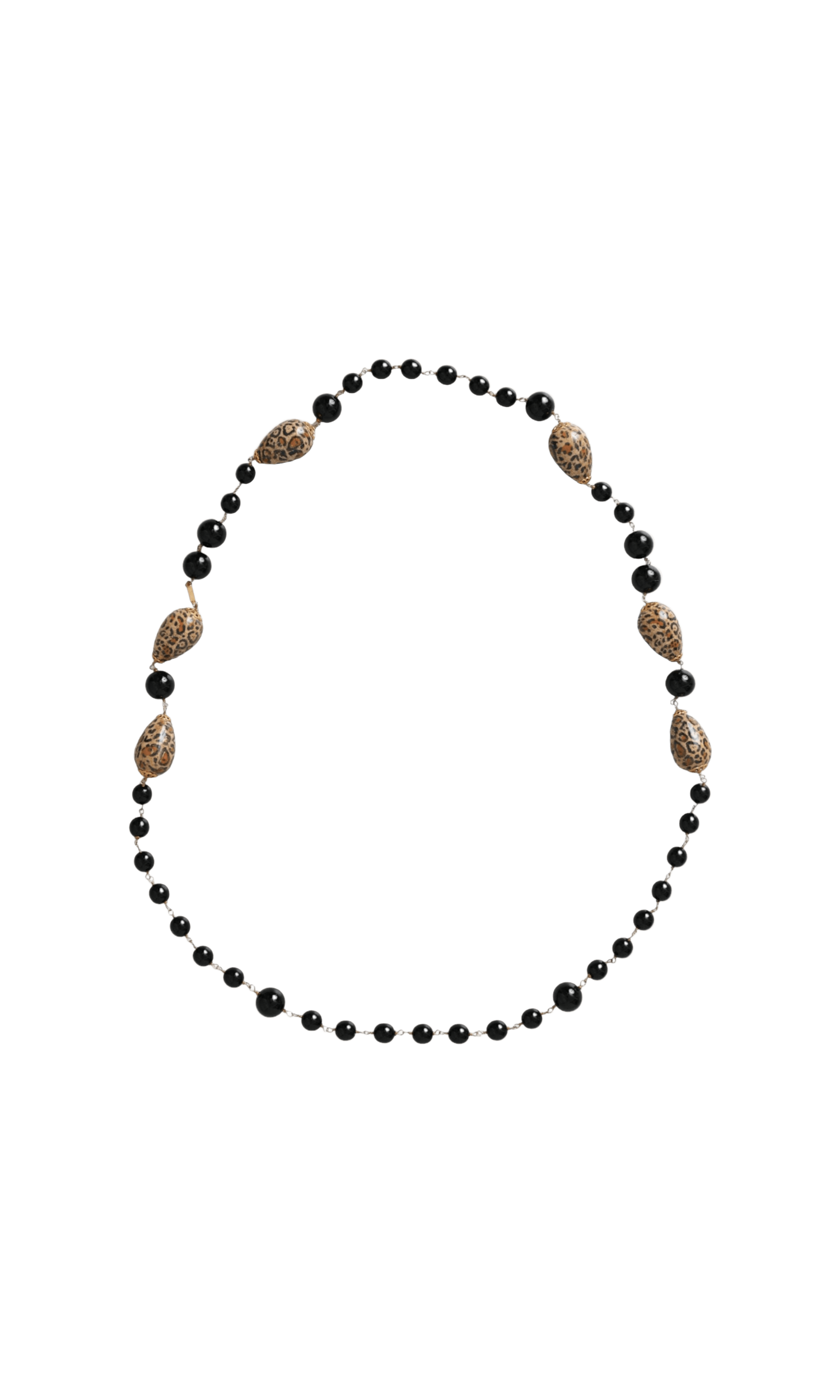 Dolce & Gabbana Tone Brass Printed Beaded Long Chain Gold Black Necklace Glam Steals