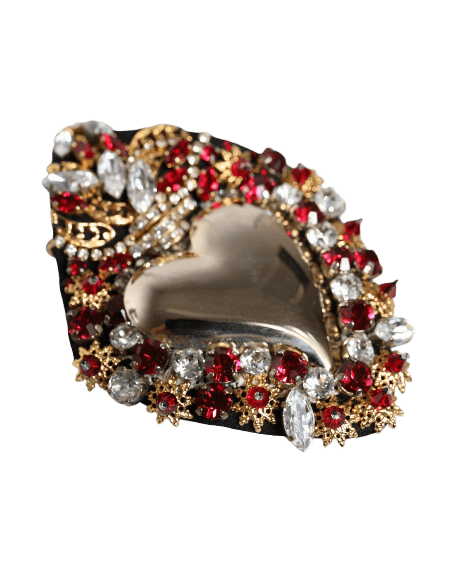 Dolce & Gabbana Tone Brass Sacred Heart Crystal Embellished Gold Brooch Glam Steals
