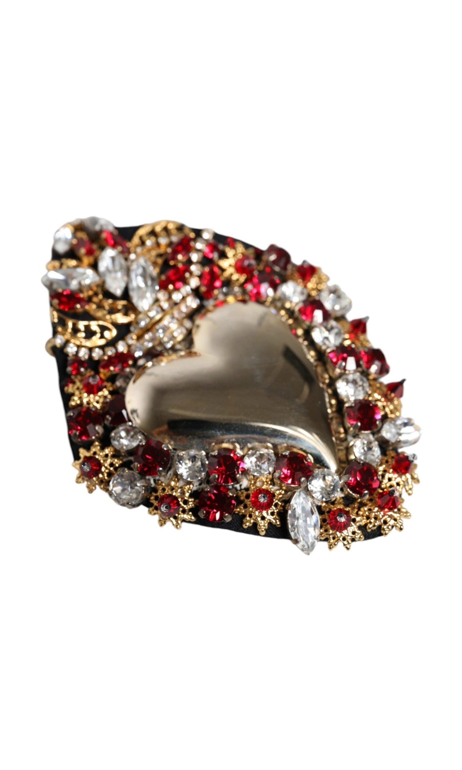 Dolce & Gabbana Tone Brass Sacred Heart Crystal Embellished Gold Brooch Glam Steals