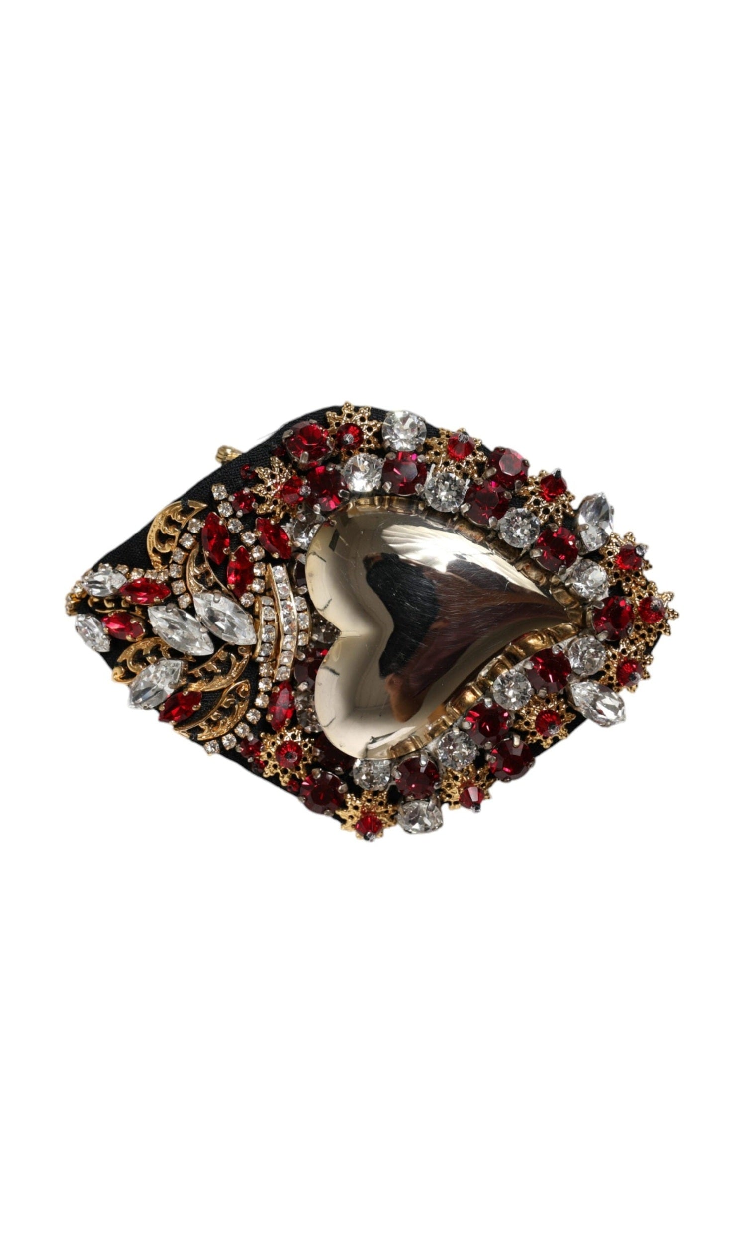 Dolce & Gabbana Tone Brass Sacred Heart Crystal Embellished Gold Brooch Glam Steals