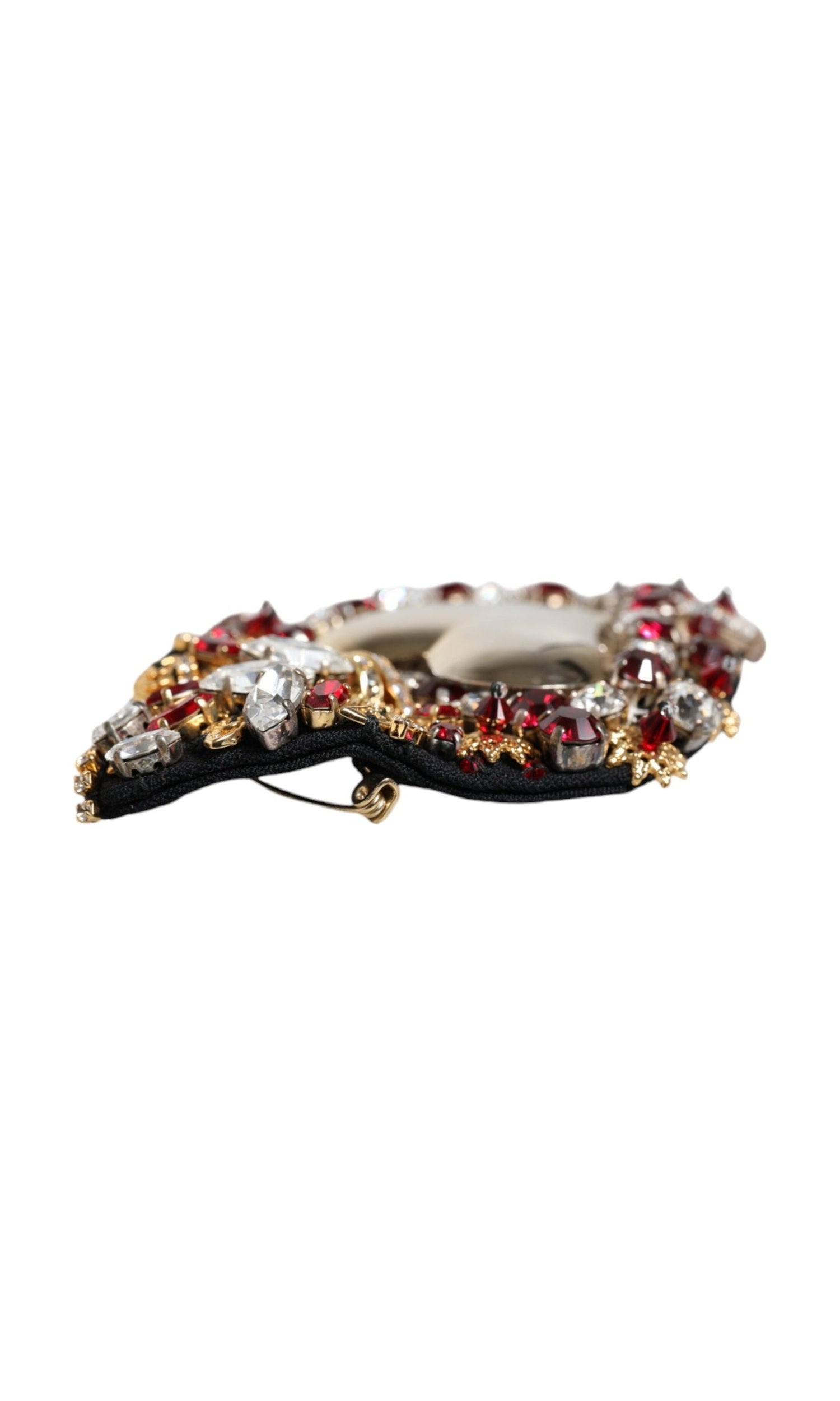 Dolce & Gabbana Tone Brass Sacred Heart Crystal Embellished Gold Brooch Glam Steals