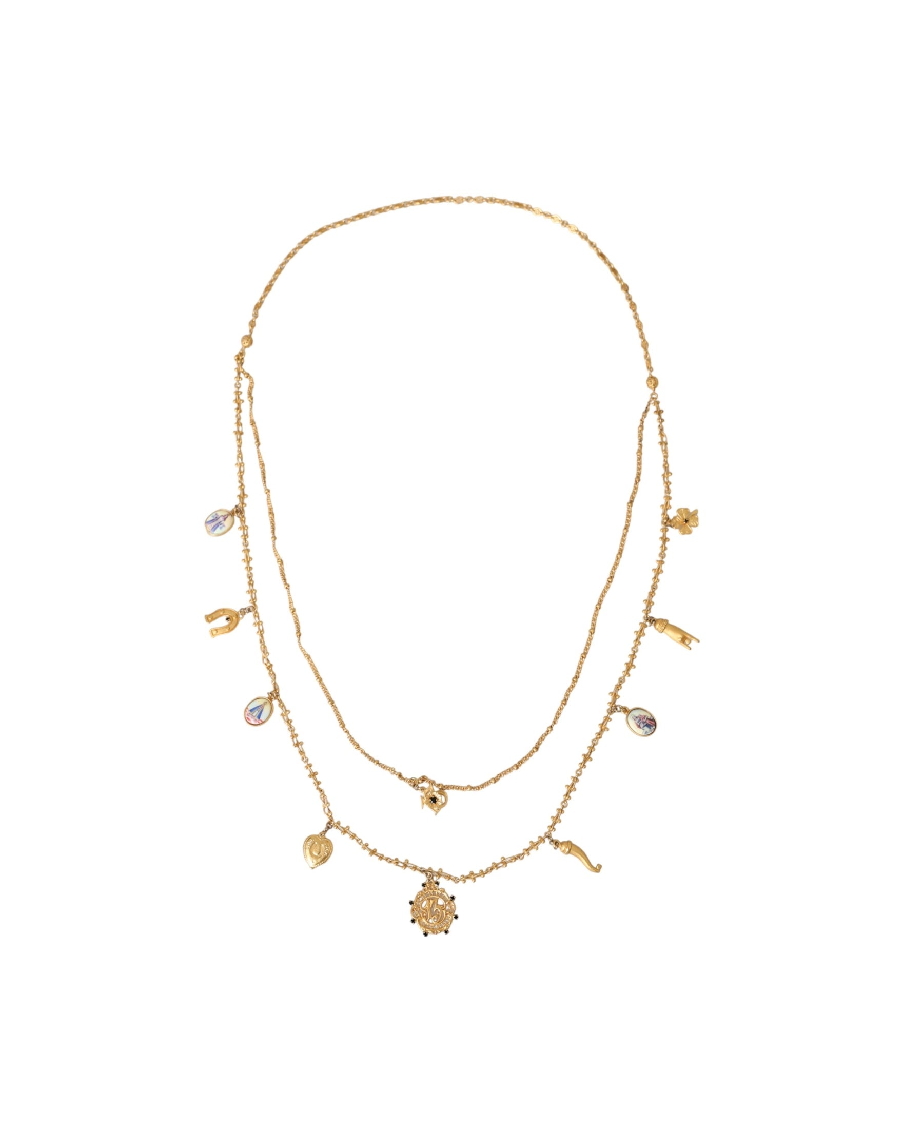 Dolce & Gabbana Tone Chain Brass Charm Statement Sicily Gold Necklace Glam Steals