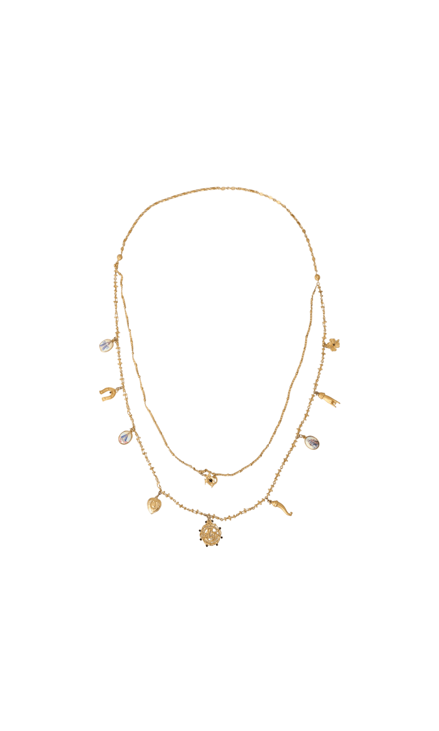 Dolce & Gabbana Tone Chain Brass Charm Statement Sicily Gold Necklace Glam Steals