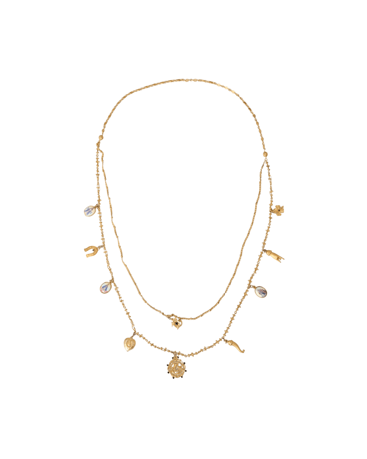 Dolce & Gabbana Tone Chain Brass Charm Statement Sicily Gold Necklace Glam Steals
