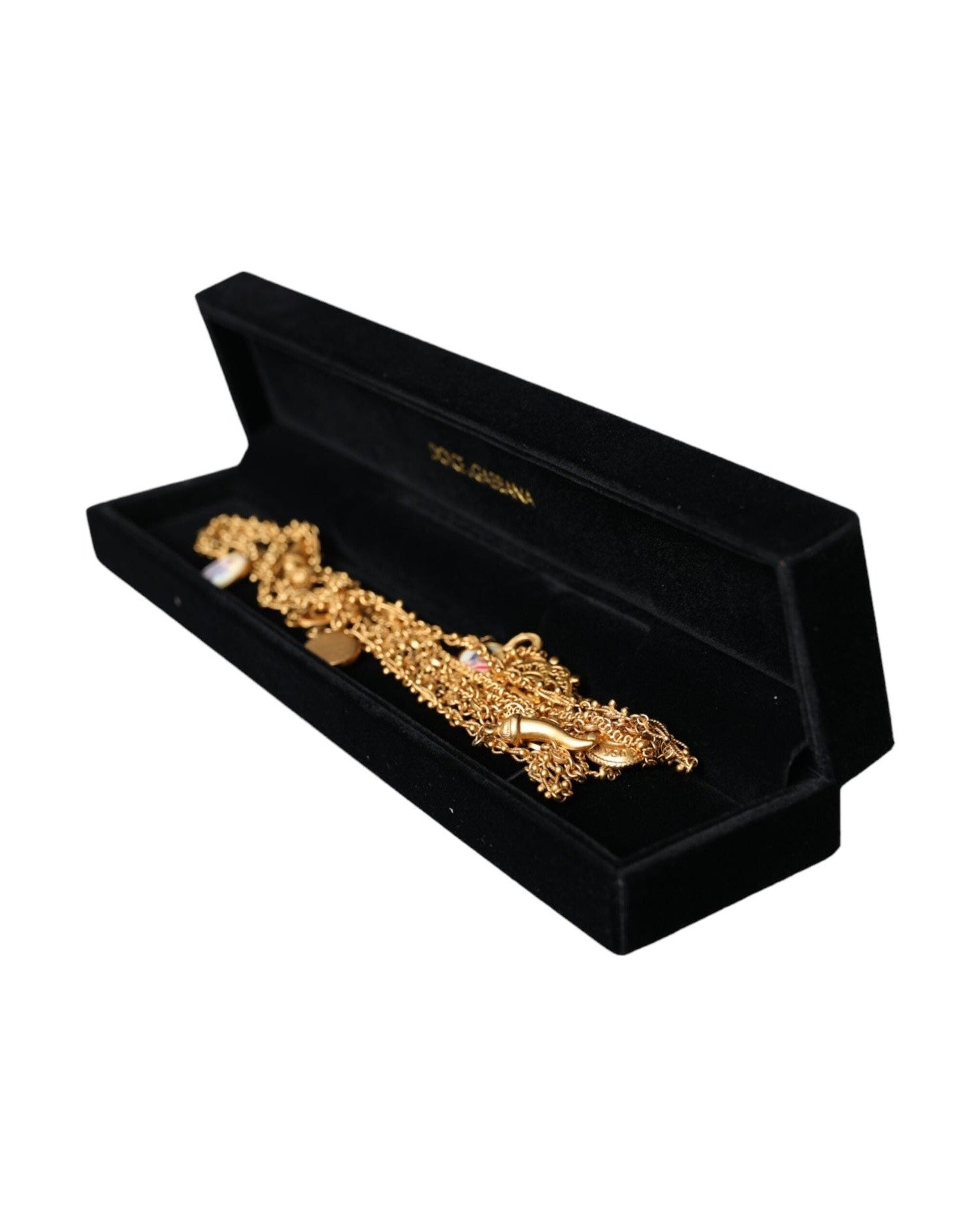 Dolce & Gabbana Tone Chain Brass Charm Statement Sicily Gold Necklace Glam Steals
