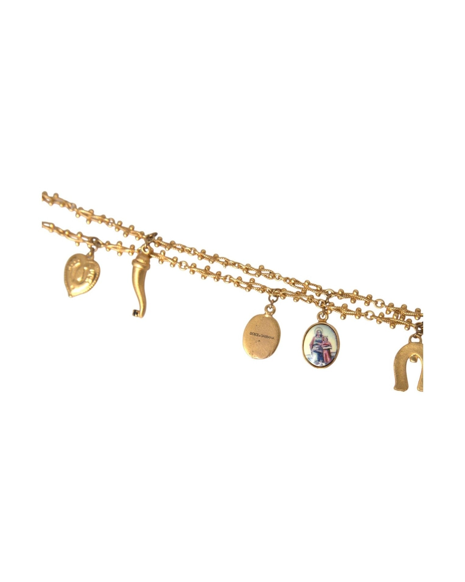 Dolce & Gabbana Tone Chain Brass Charm Statement Sicily Gold Necklace Glam Steals