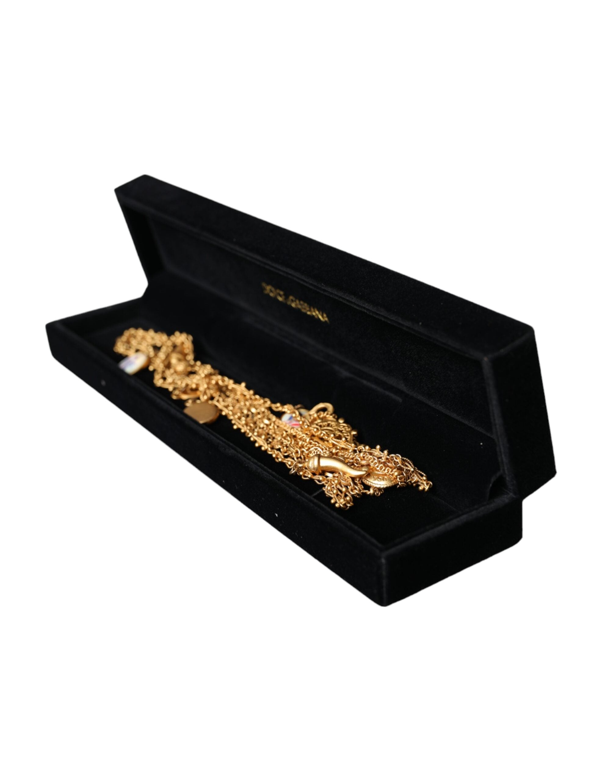 Dolce & Gabbana Tone Chain Brass Charm Statement Sicily Gold Necklace Glam Steals