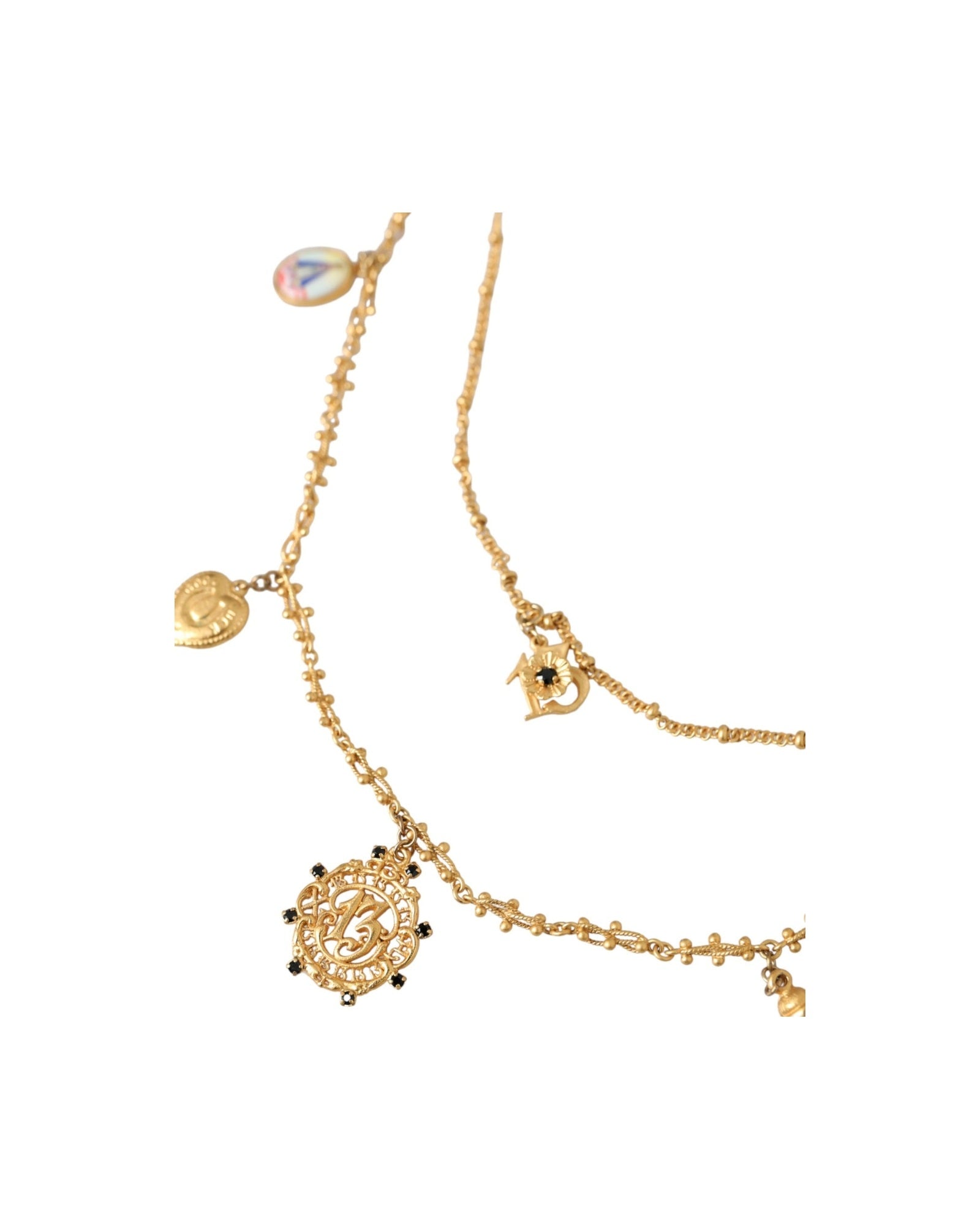 Dolce & Gabbana Tone Chain Brass Charm Statement Sicily Gold Necklace Glam Steals