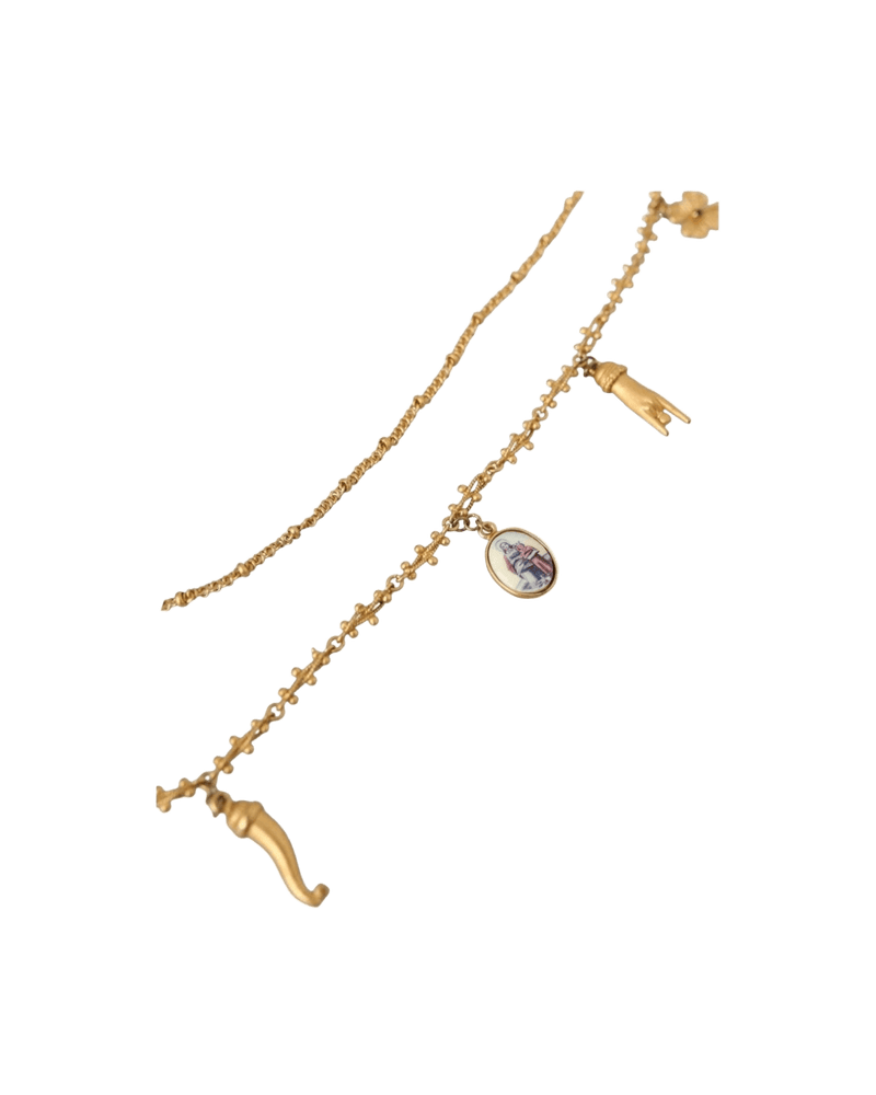 Dolce & Gold Gabbana Tone Chain Brass Charm Statement Sicily Necklace Glam Steals