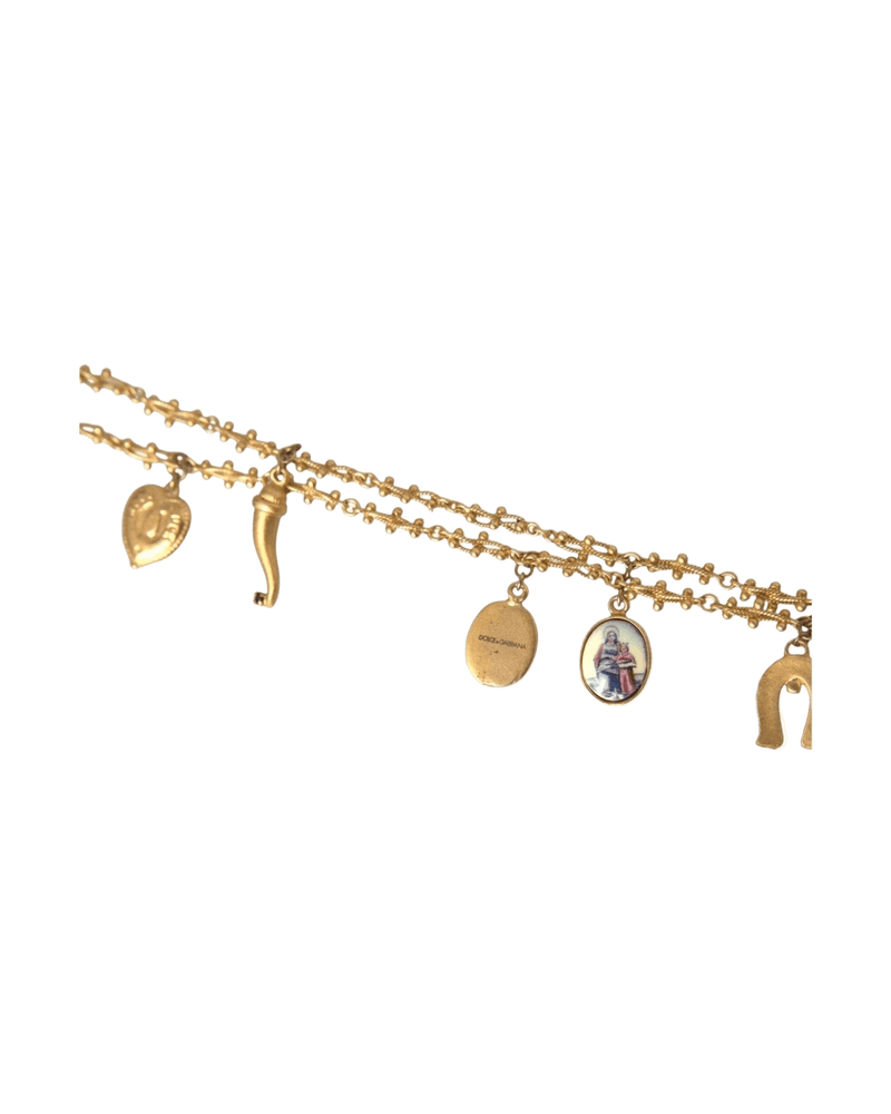 Dolce & Gold Gabbana Tone Chain Brass Charm Statement Sicily Necklace Glam Steals
