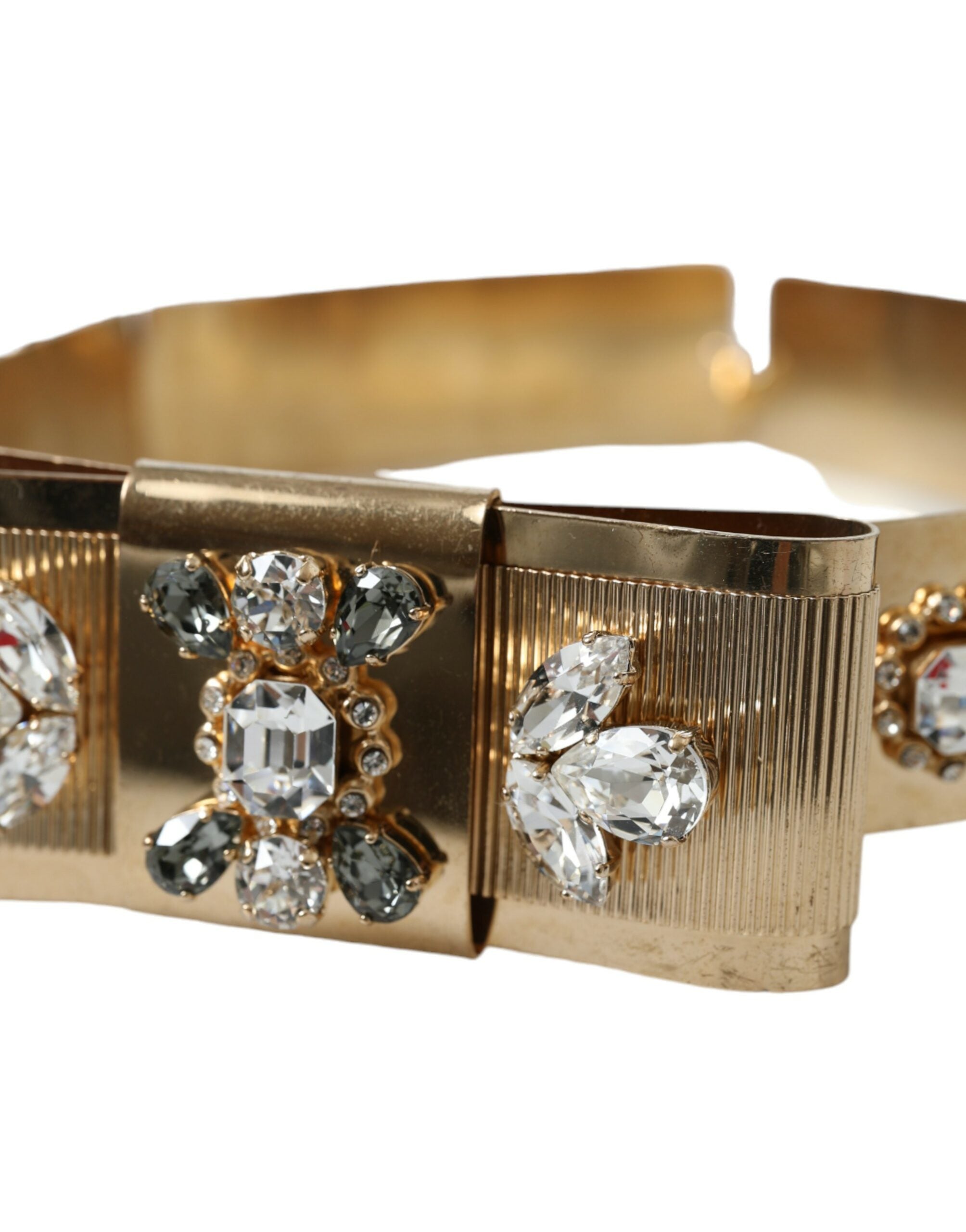 Dolce & Gabbana -Tone Crystal Embellished Waist Gold Belt Glam Steals