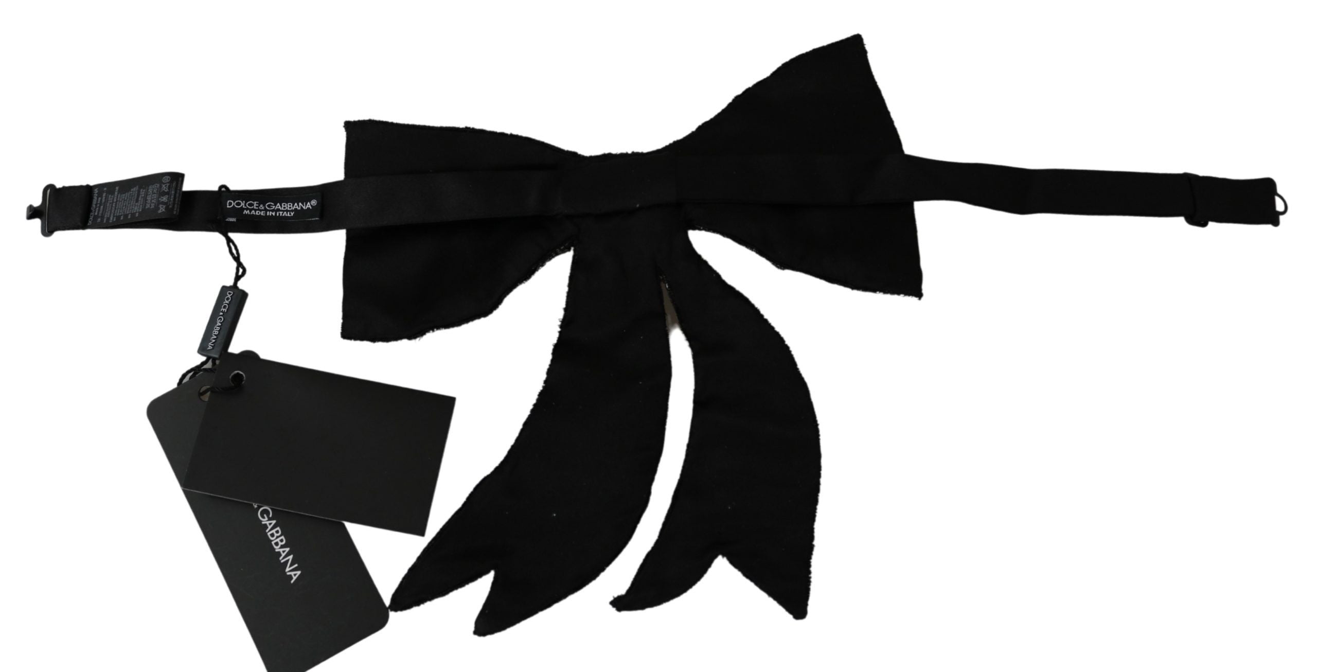Dolce & Gabbana -Tone Silk Crystal Bow Silver Tie Glam Steals