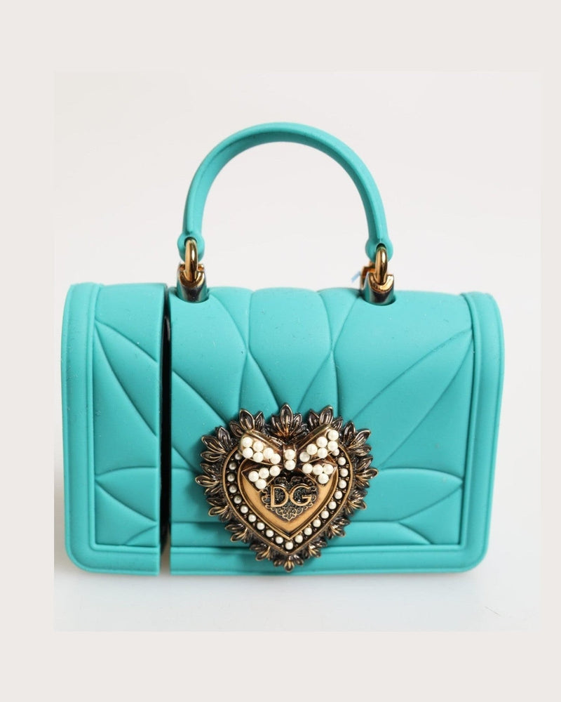 Dolce & Gabbana Turquoise Silicone Devotion Heart Cover Bag Airpods Case Glam Steals