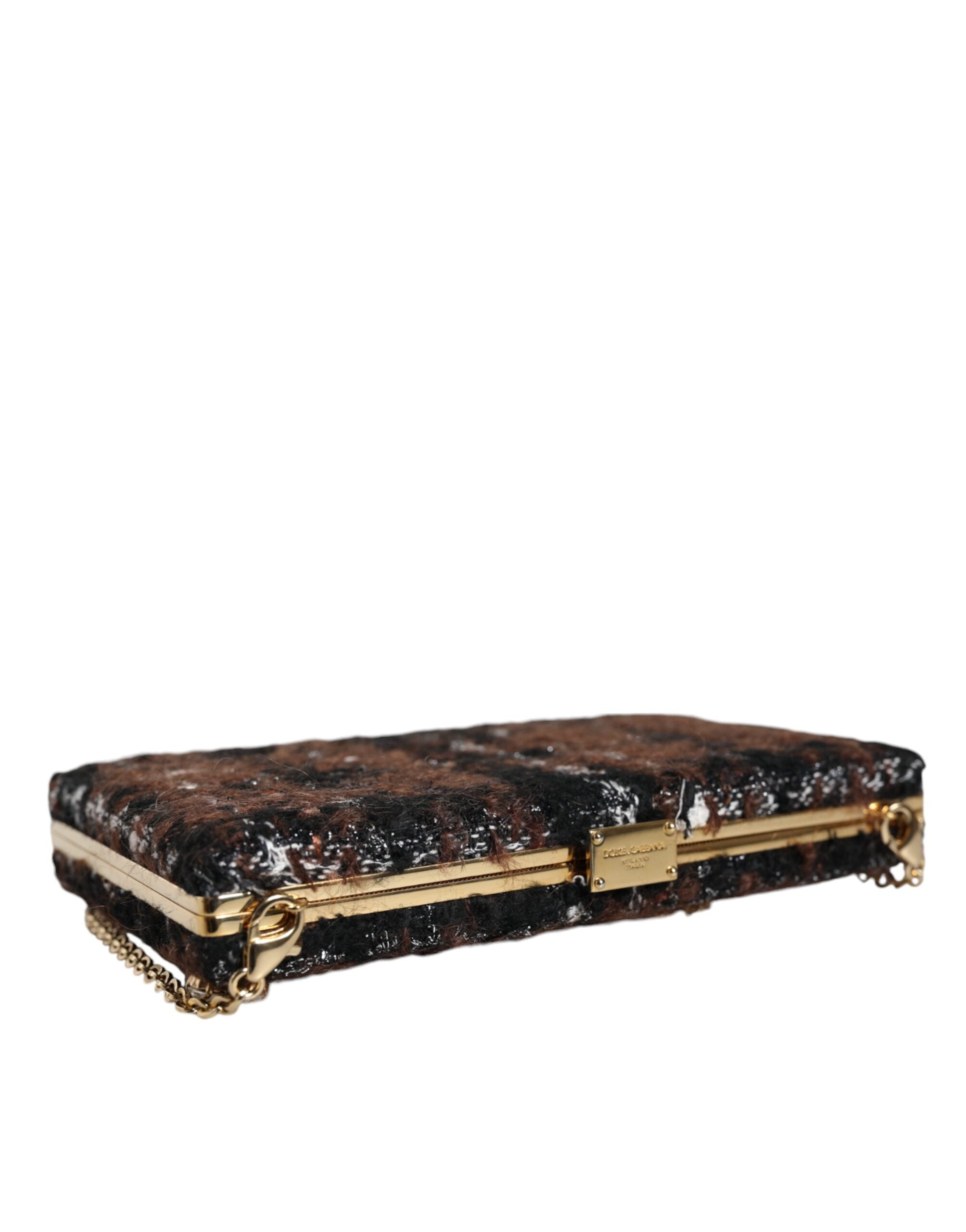 Dolce & Gabbana Tweed Floral Clutch Evening Party Purse Crossbody Multicolor Bag Glam Steals