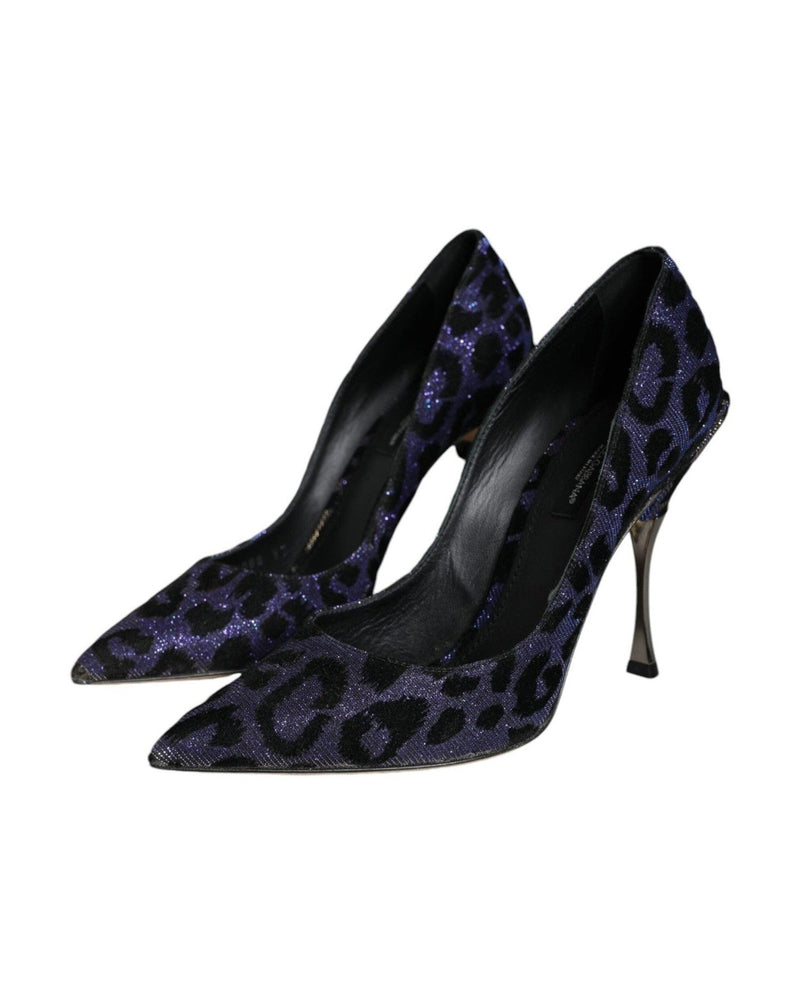 Dolce & Gabbana Violet Leopard Lurex High Heels Pumps Shoes Glam Steals