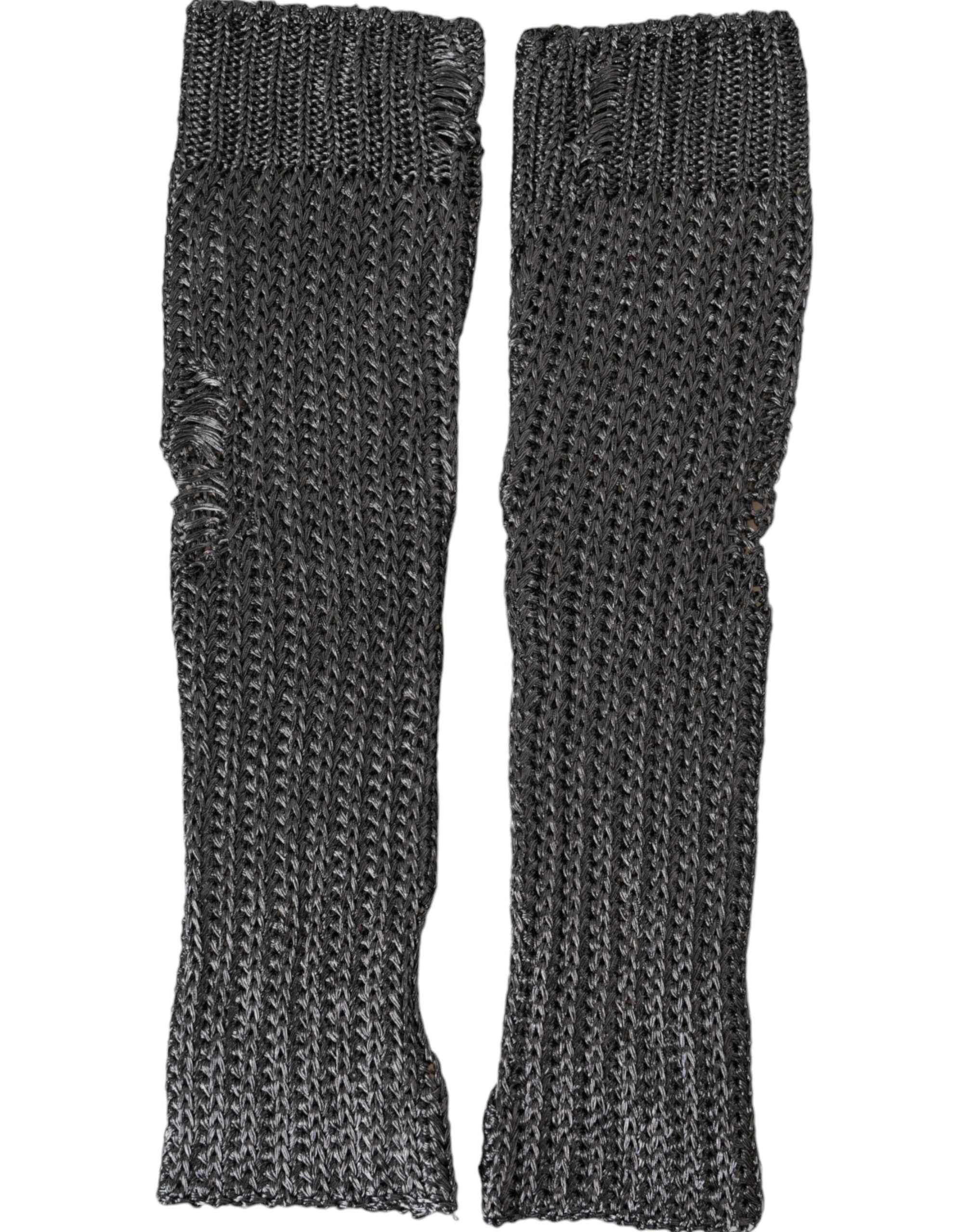 Dolce & Gabbana Viscose Knitted Finger Less Gray Gloves Glam Steals