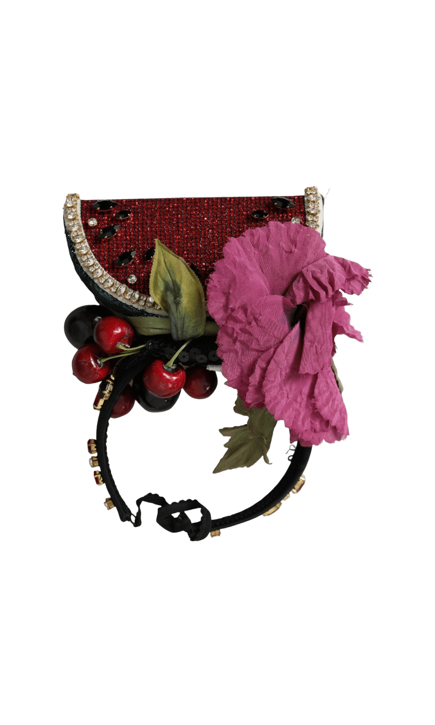 Dolce & Gabbana Watermelon Cherry Crystal Hairband Statement Red Diadem Glam Steals