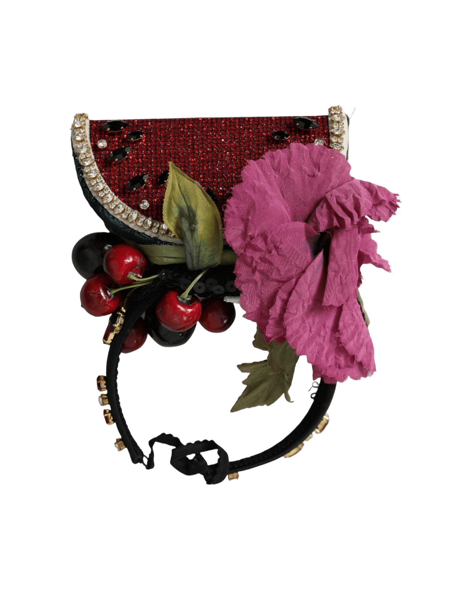 Dolce & Gabbana Watermelon Cherry Crystal Hairband Statement Red Diadem Glam Steals