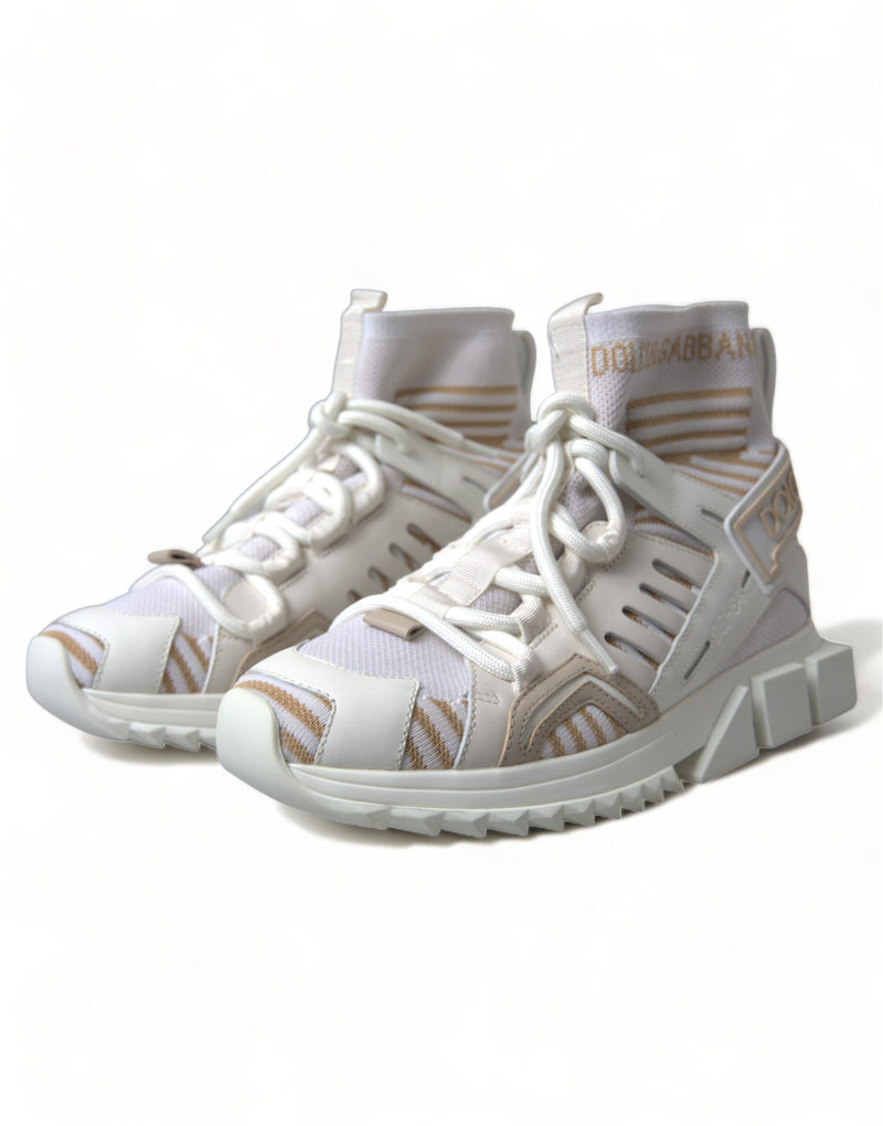Dolce & Gabbana White Beige Sorrento Socks Sneakers Glam Steals