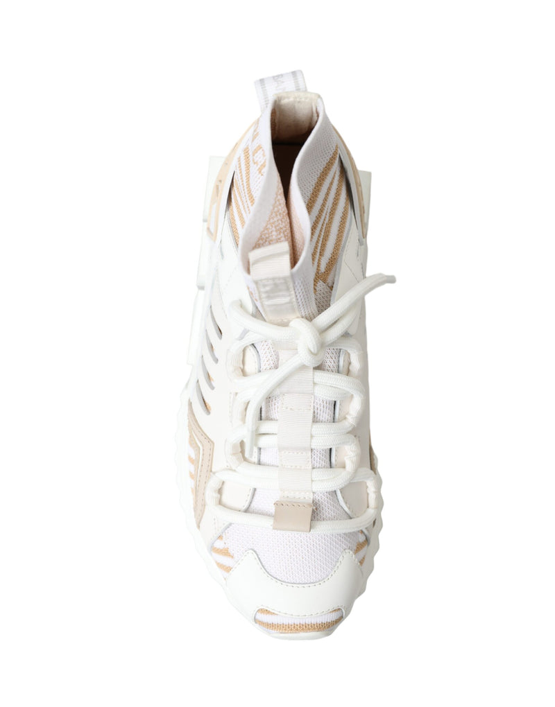 Dolce & Gabbana White Beige Sorrento Socks Sneakers Glam Steals