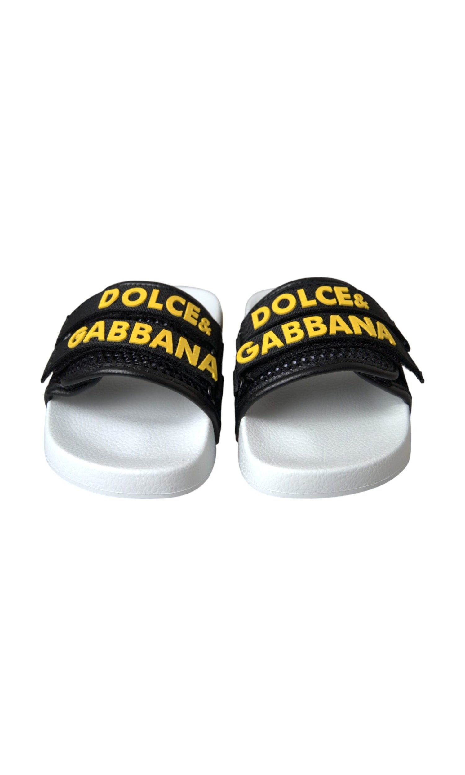 Dolce & Gabbana White Black Logo Beachwear Flats Sandals Shoes Glam Steals