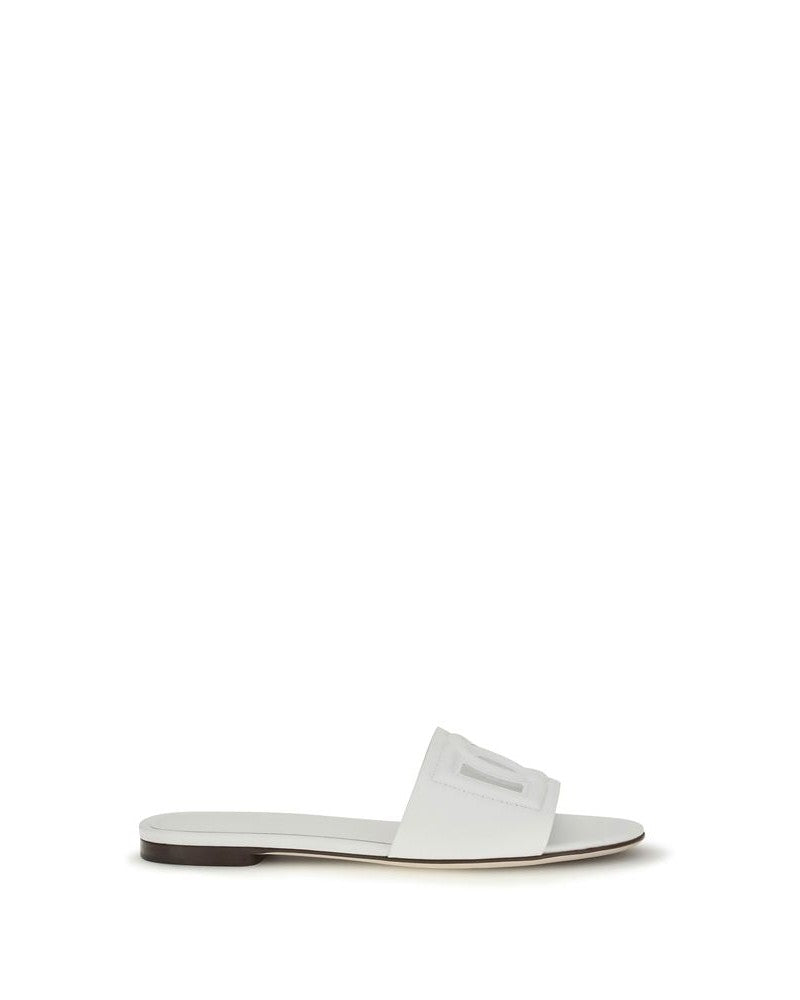 Dolce & Gabbana White Calf Leather Bos Taurus Flat Sandals 